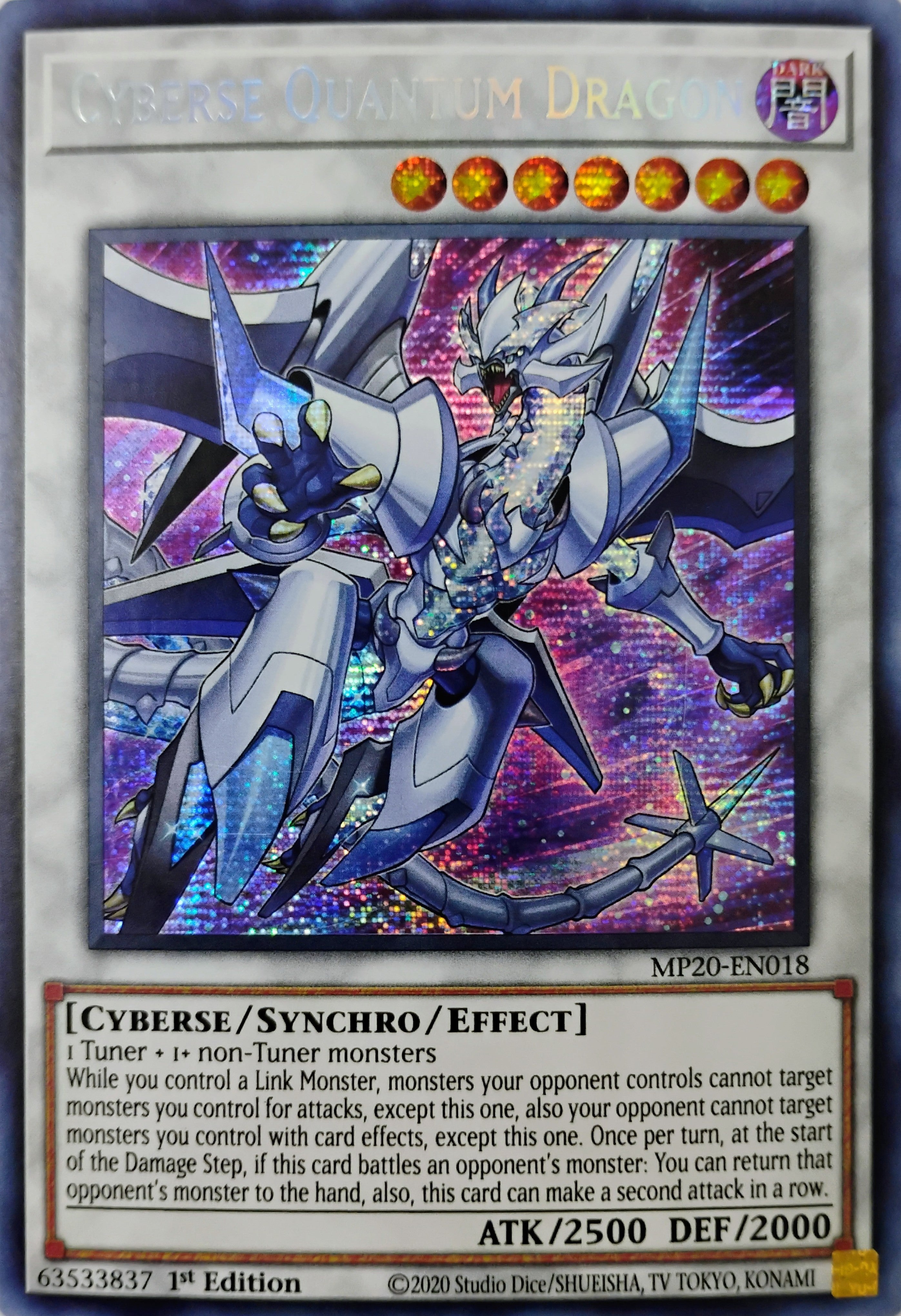 Yugioh! Cyberse Quantum Dragon Mp20-en018 1st edition Prismatic