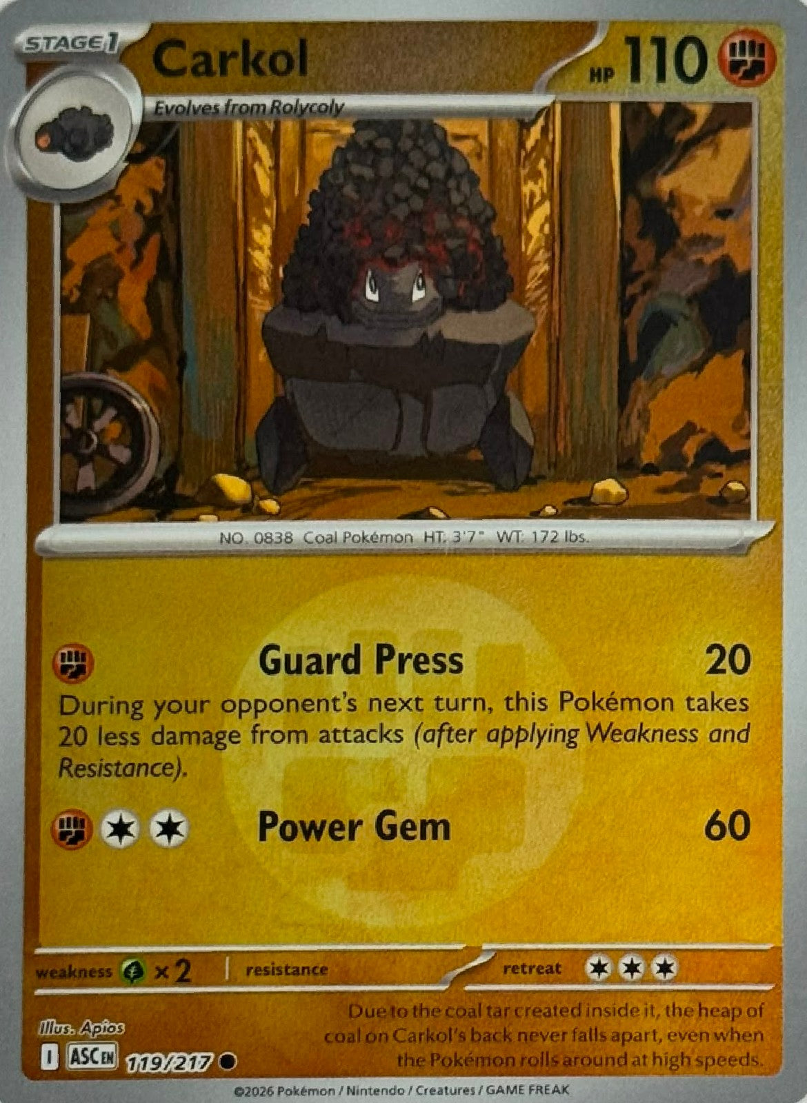 Pokémon Tcg Carkol 119/217 (Energy Símbol)