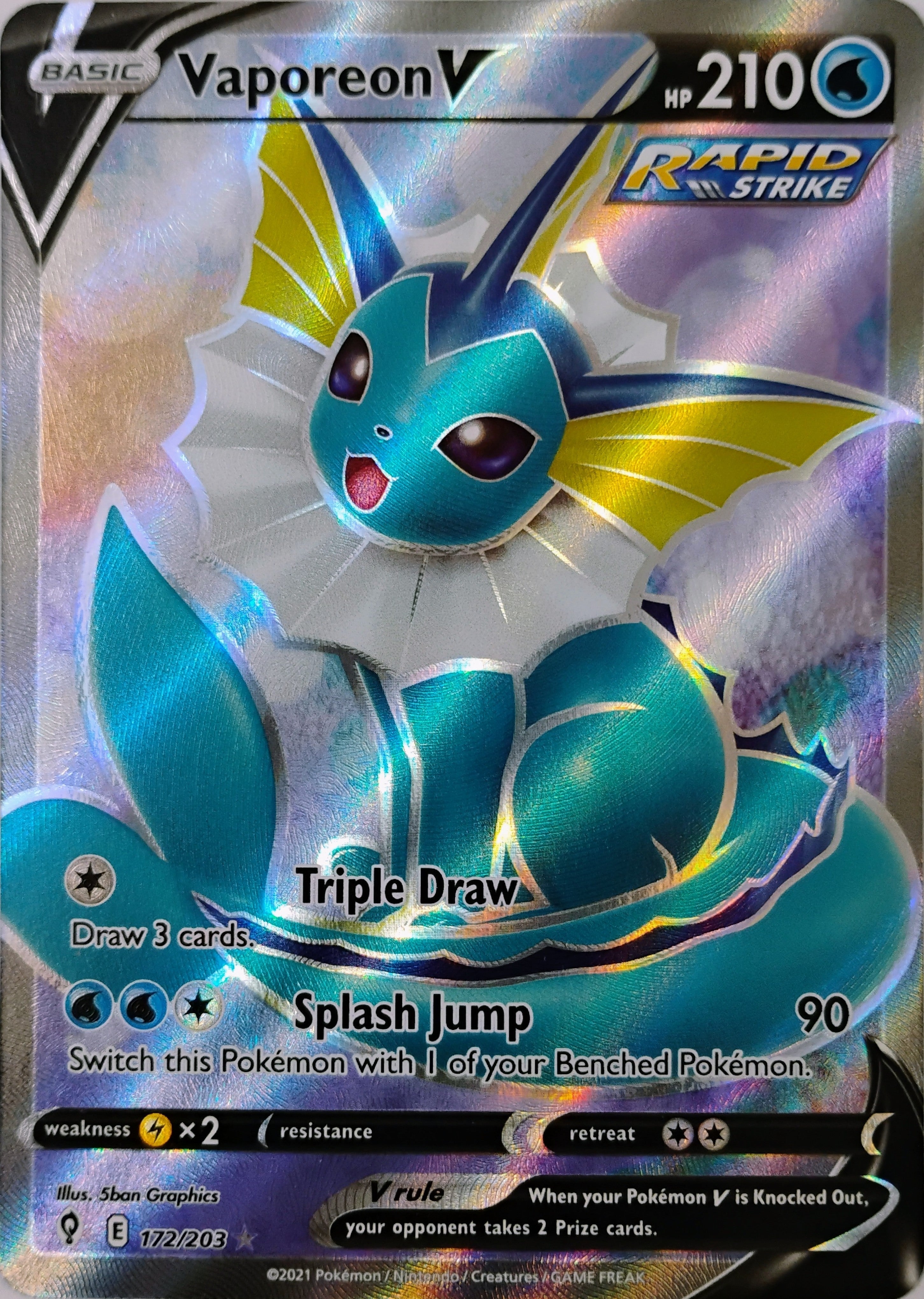Pokémon tcg Vaporeon V 172/203