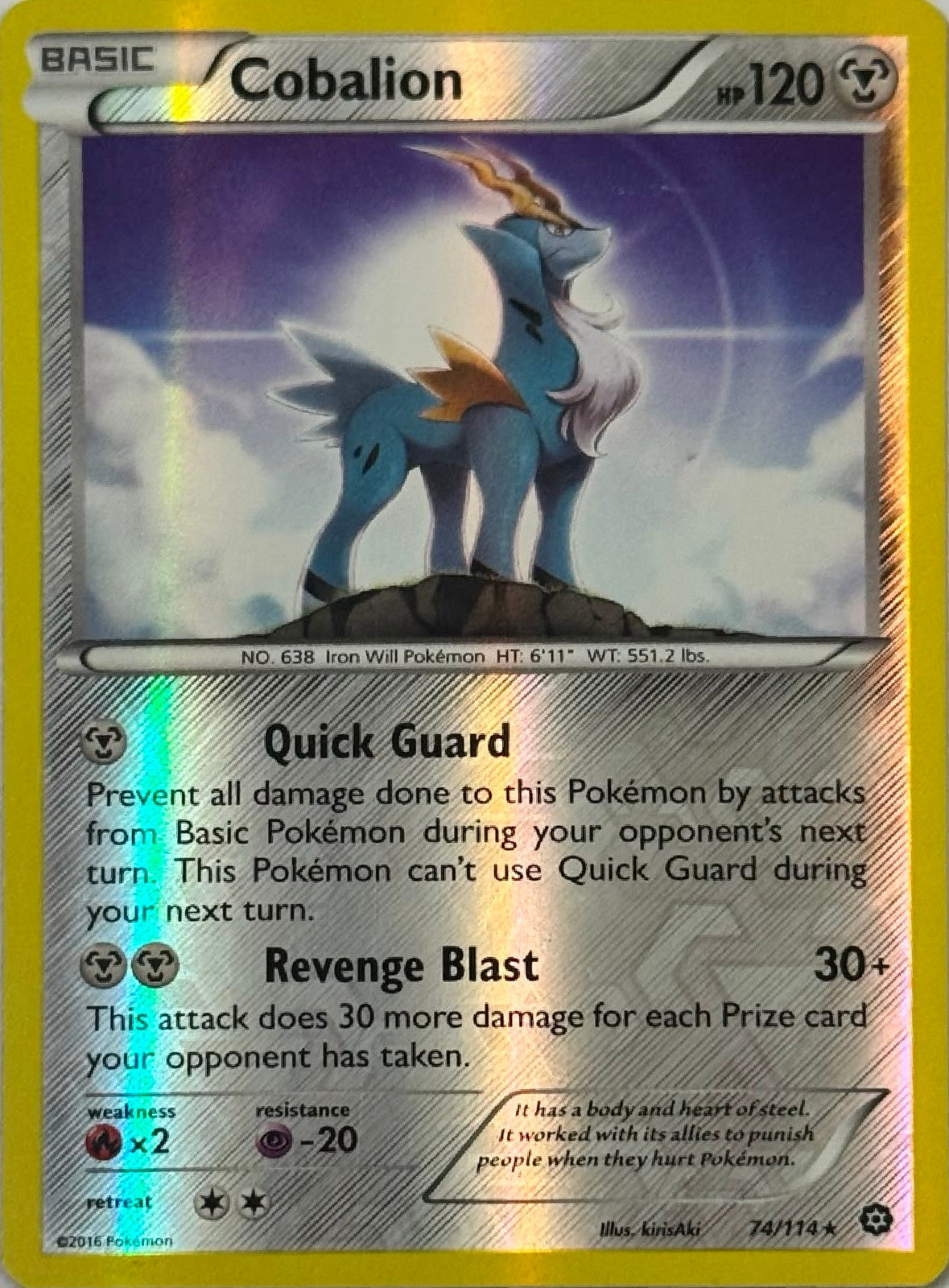 Pokémon Tcg Cobalion 74/114 Reverse