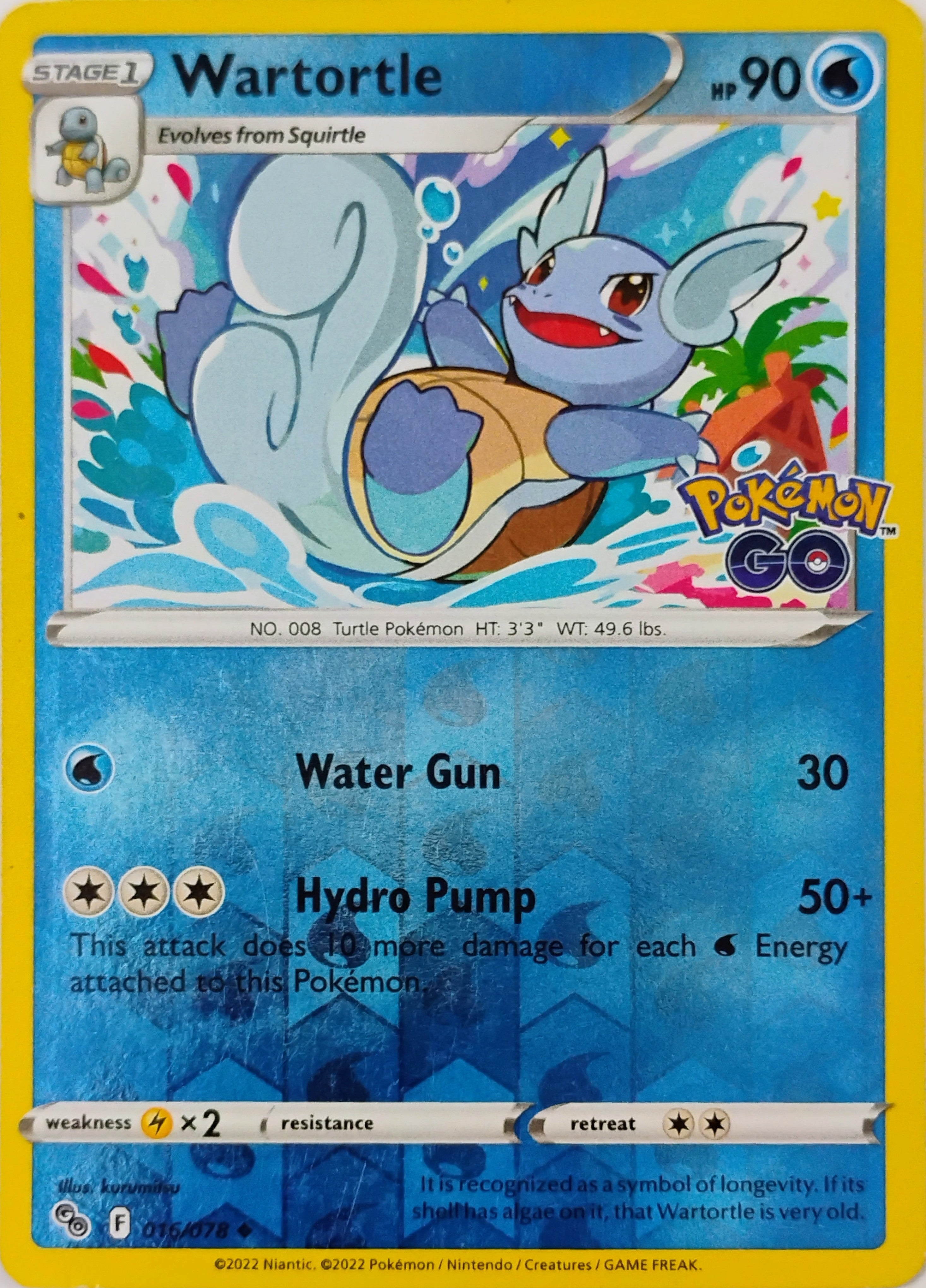 Pokémon tcg Wartortle 016/078 Reverse (PGO)