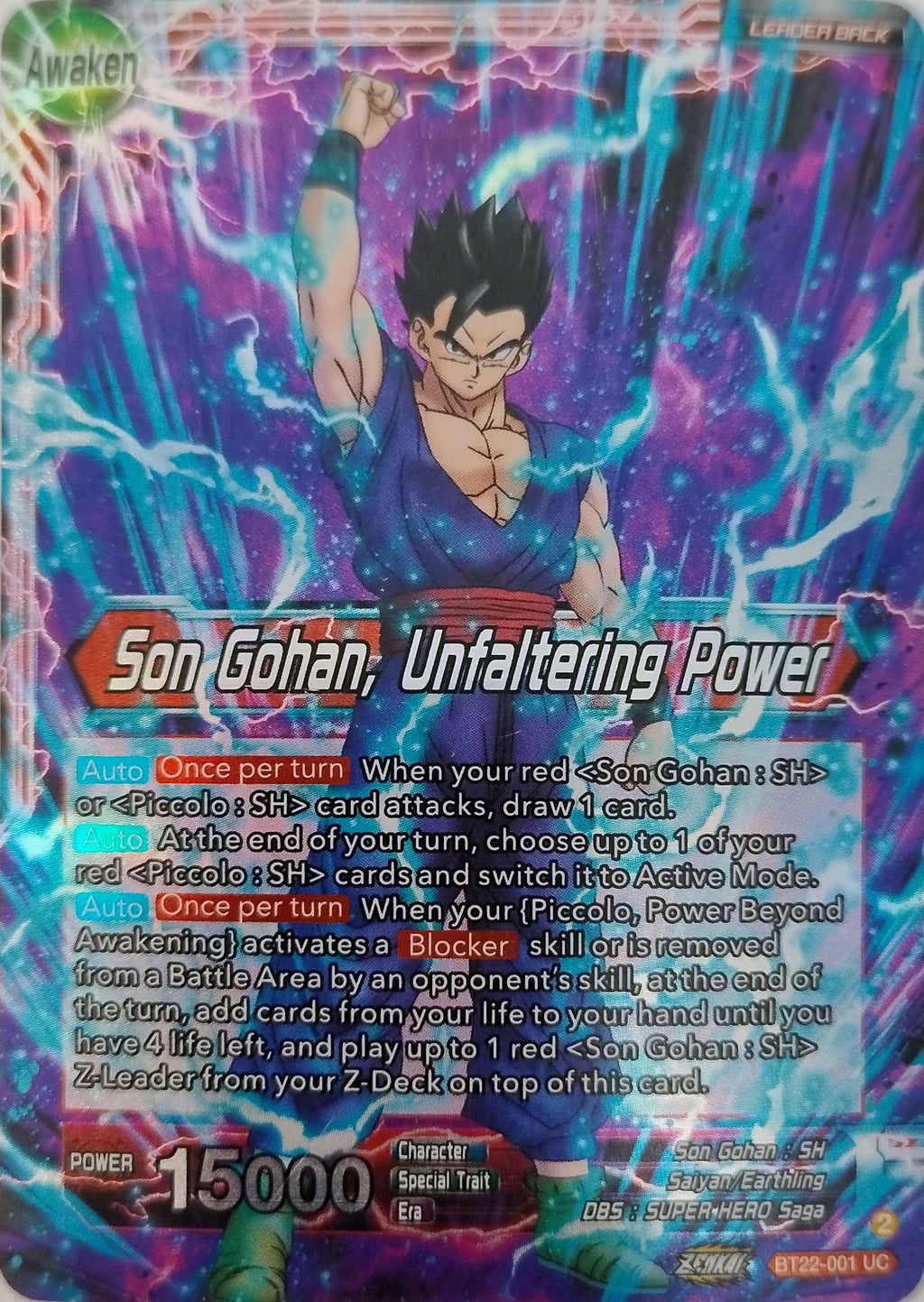 Dragon Ball Tcg Son Gohan // Son Gohan, Unfaltering Power Bt22-001