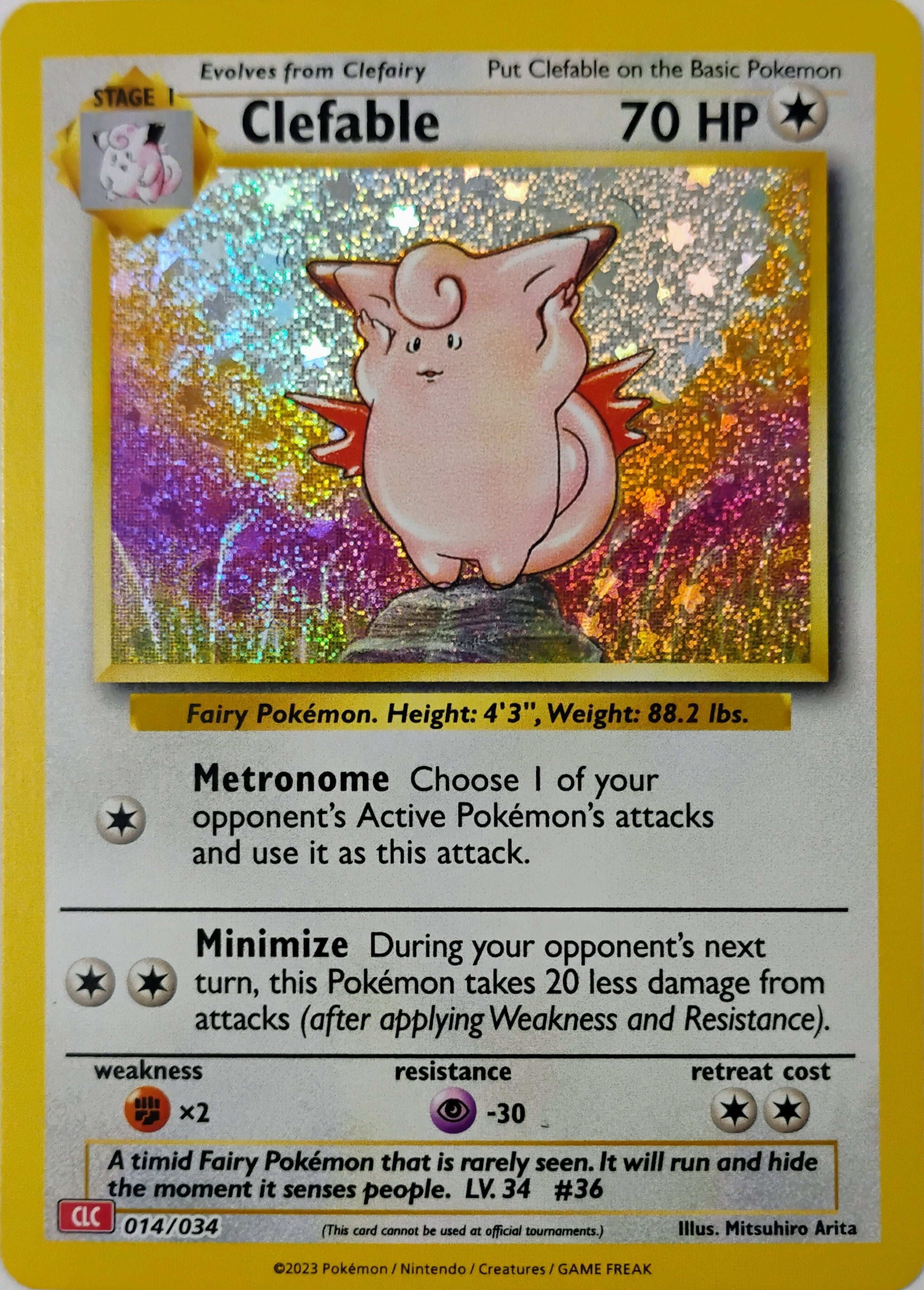 Pokémon tcg Clefable 014/034 Holo (Clc)