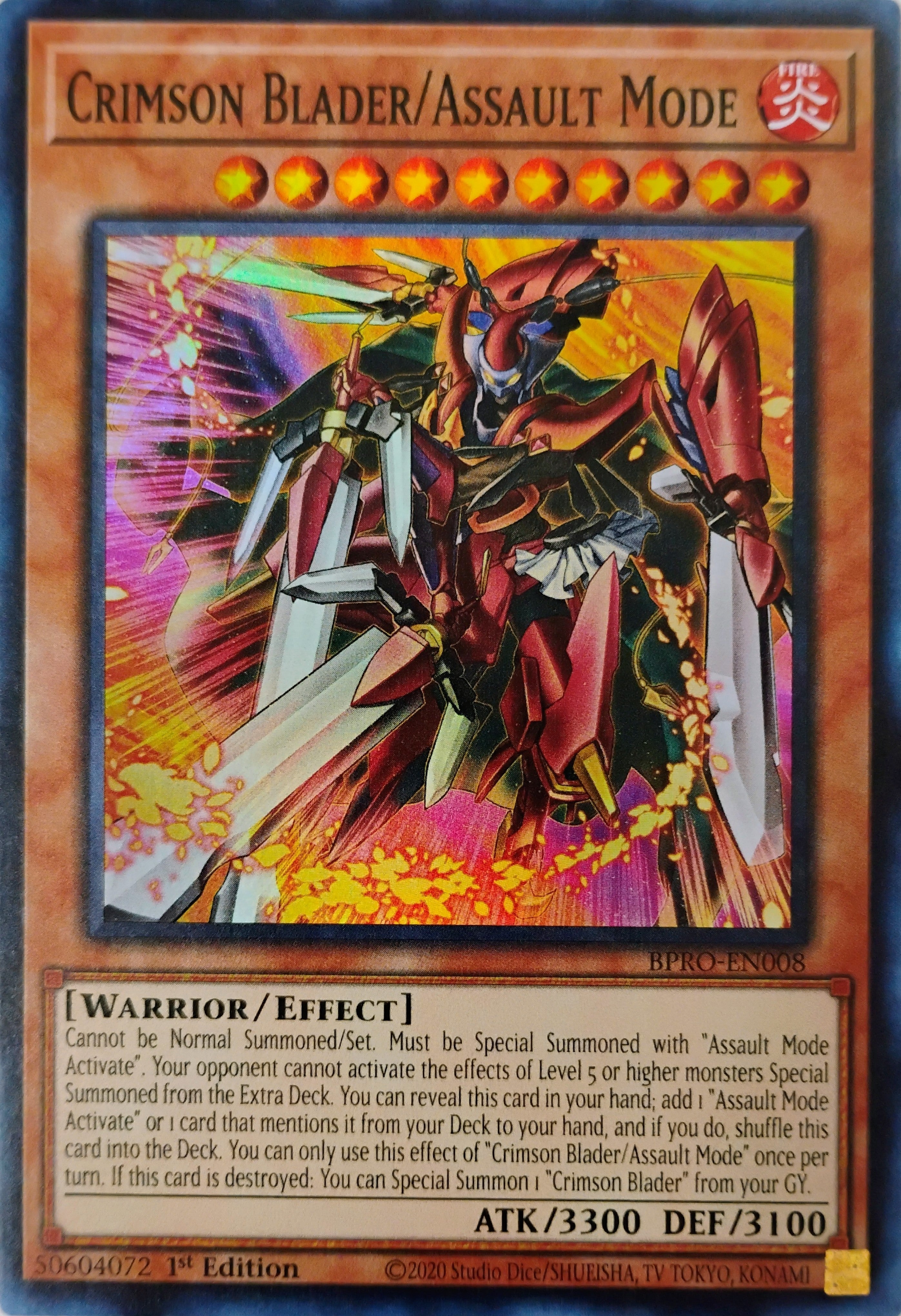 Yugioh! Crimson Blader/Assault Mode Bpro-en008 Super Rare
