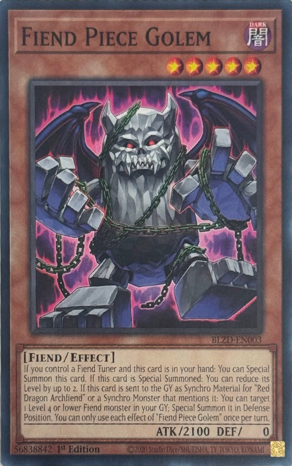 Yugioh! Friend Piece Golem BLZD-EN003 1st Edition