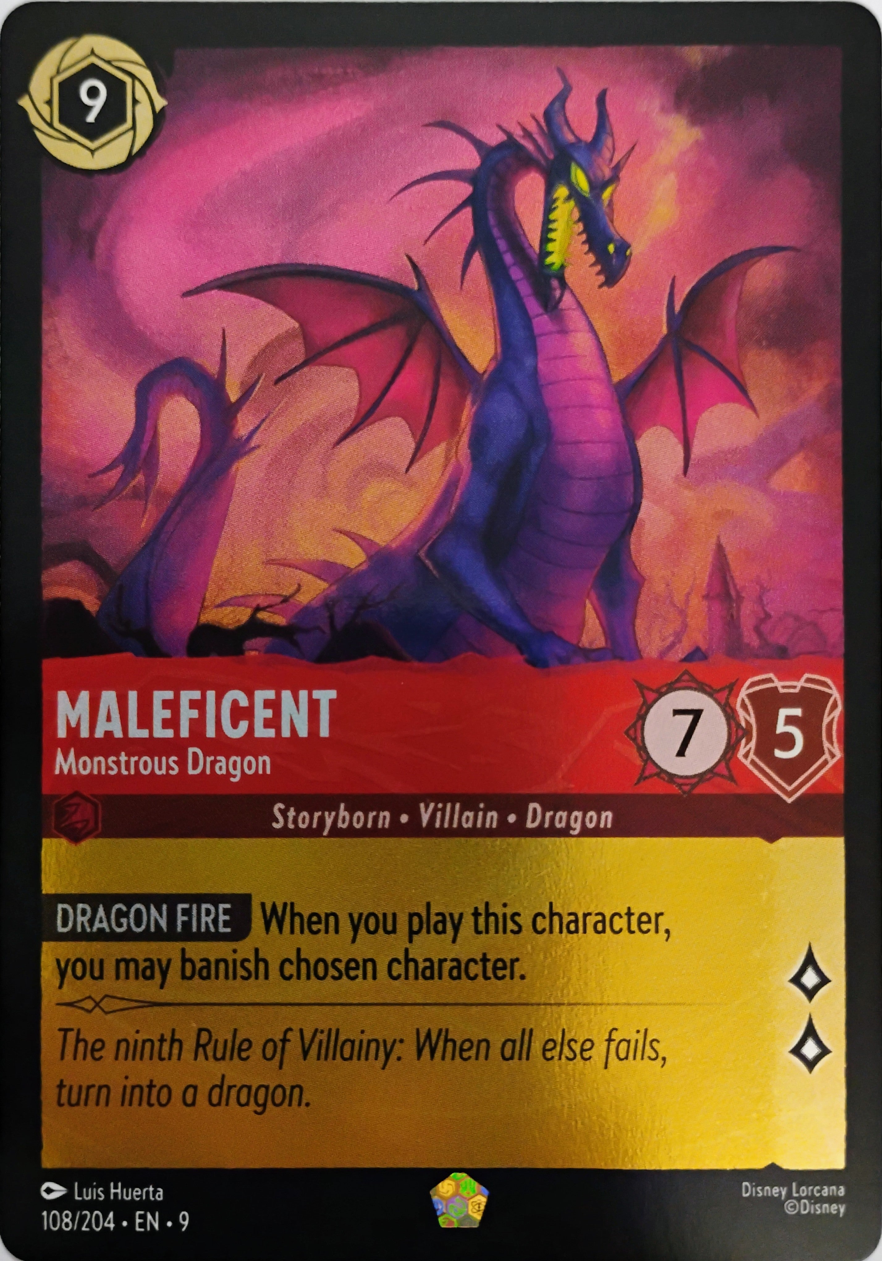Disney Lorcana Maleficent 108/204 Cold Foil