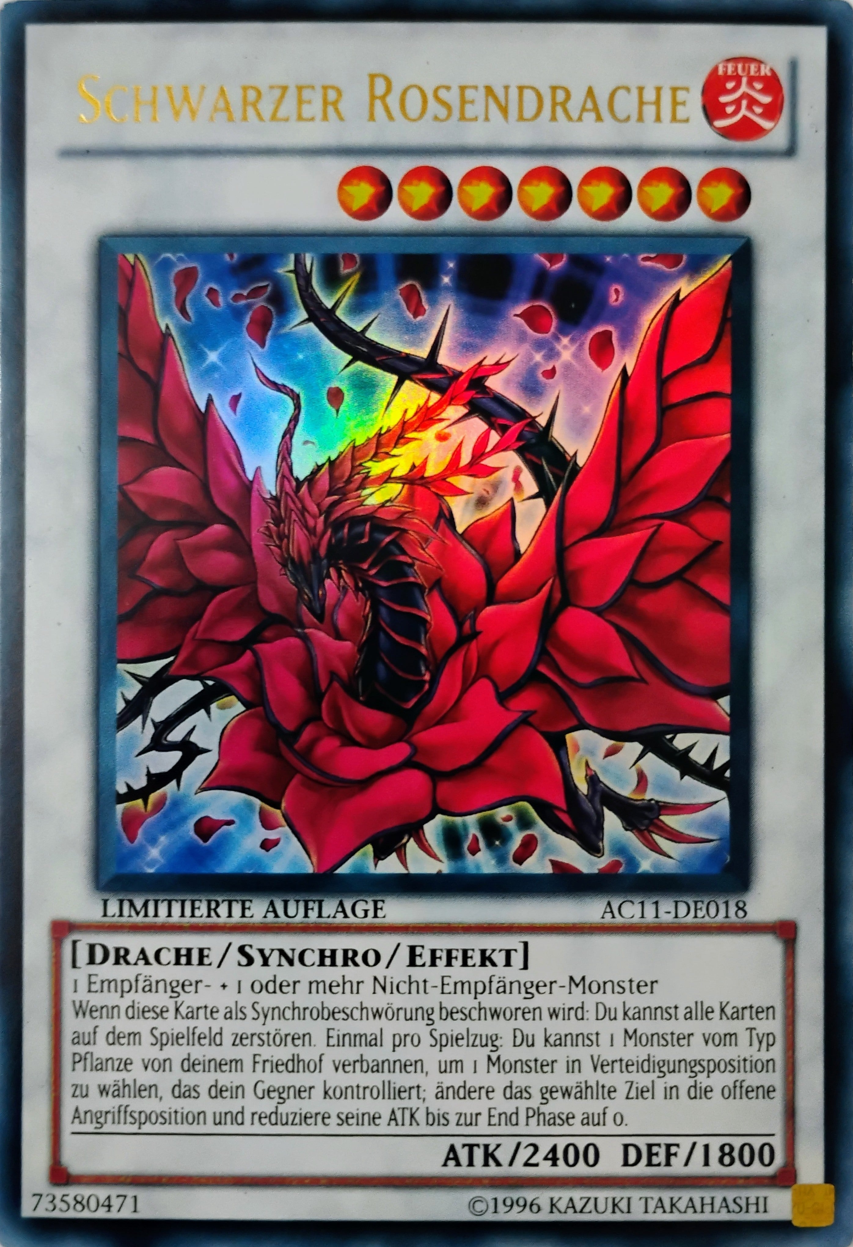 Yugioh! Schwarzer Rosendrache Ac11-De018 Limitierte Auflage (Alemán)