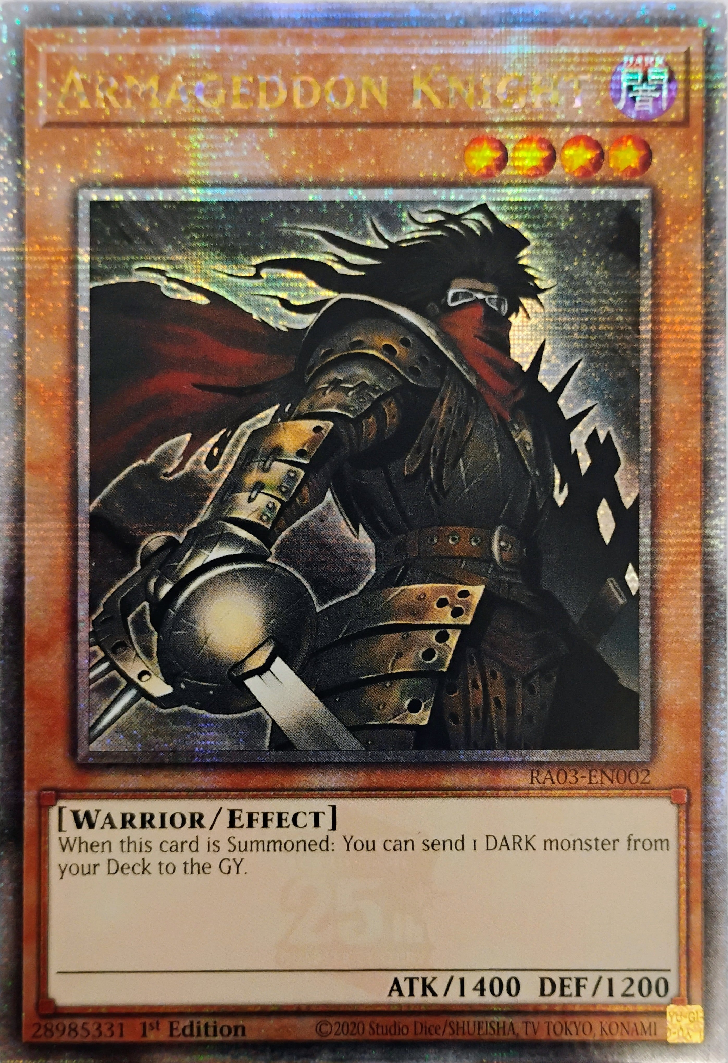 Yugioh! Armageddon Knight Ra03-en002 1st edition Quarter Century
