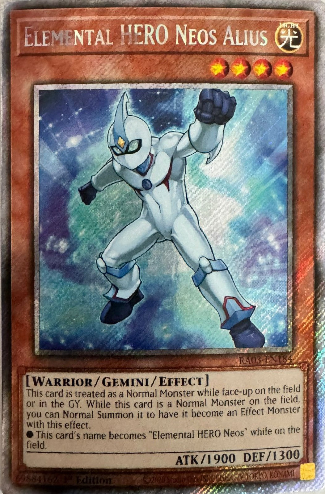 Yugioh! Elemental Hero Neos Alius RA03-EN184 (Platinum Secret Rare)