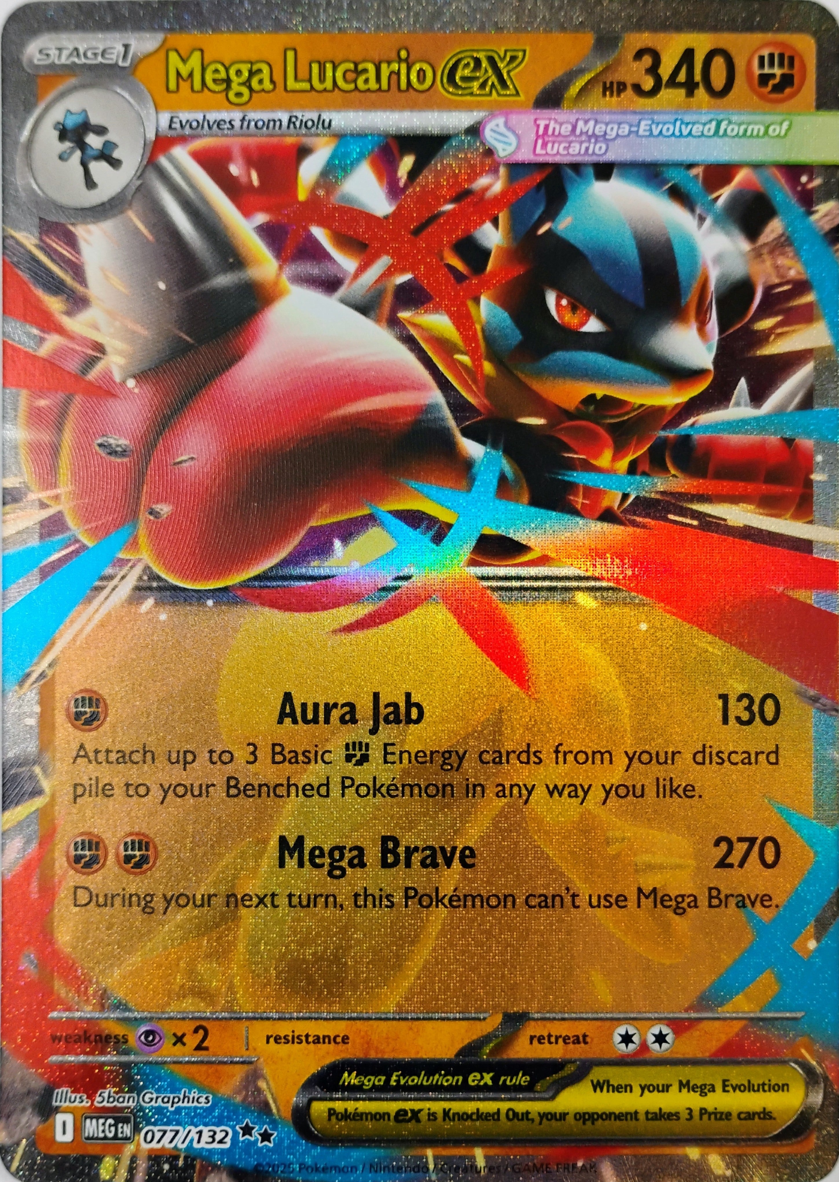 Pokémon tcg Mega Lucario Ex 077/132