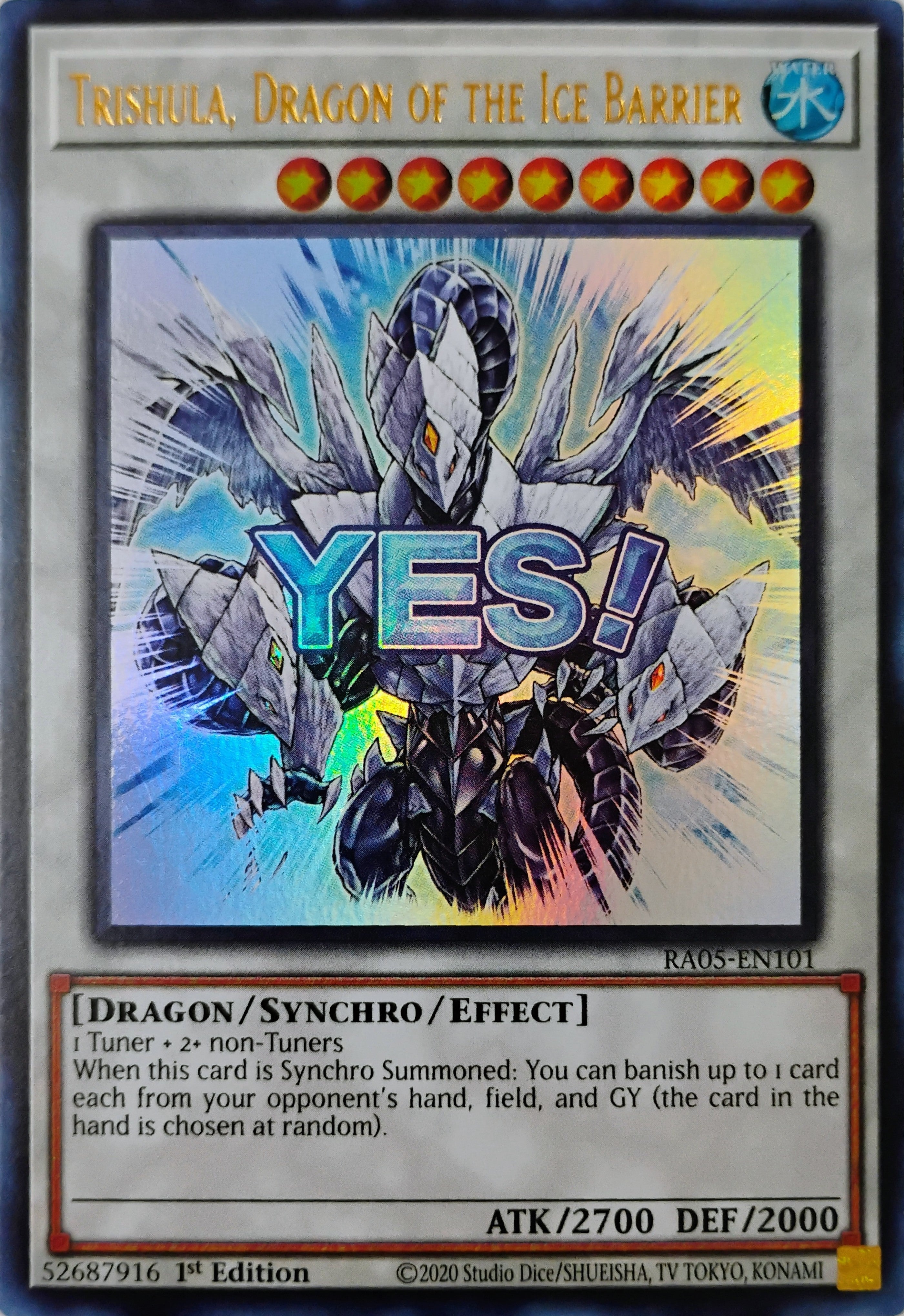 Yugioh! Trishula Dragon Of The Ice Barrier, Ra05-en101 1st edition Ultra Rare