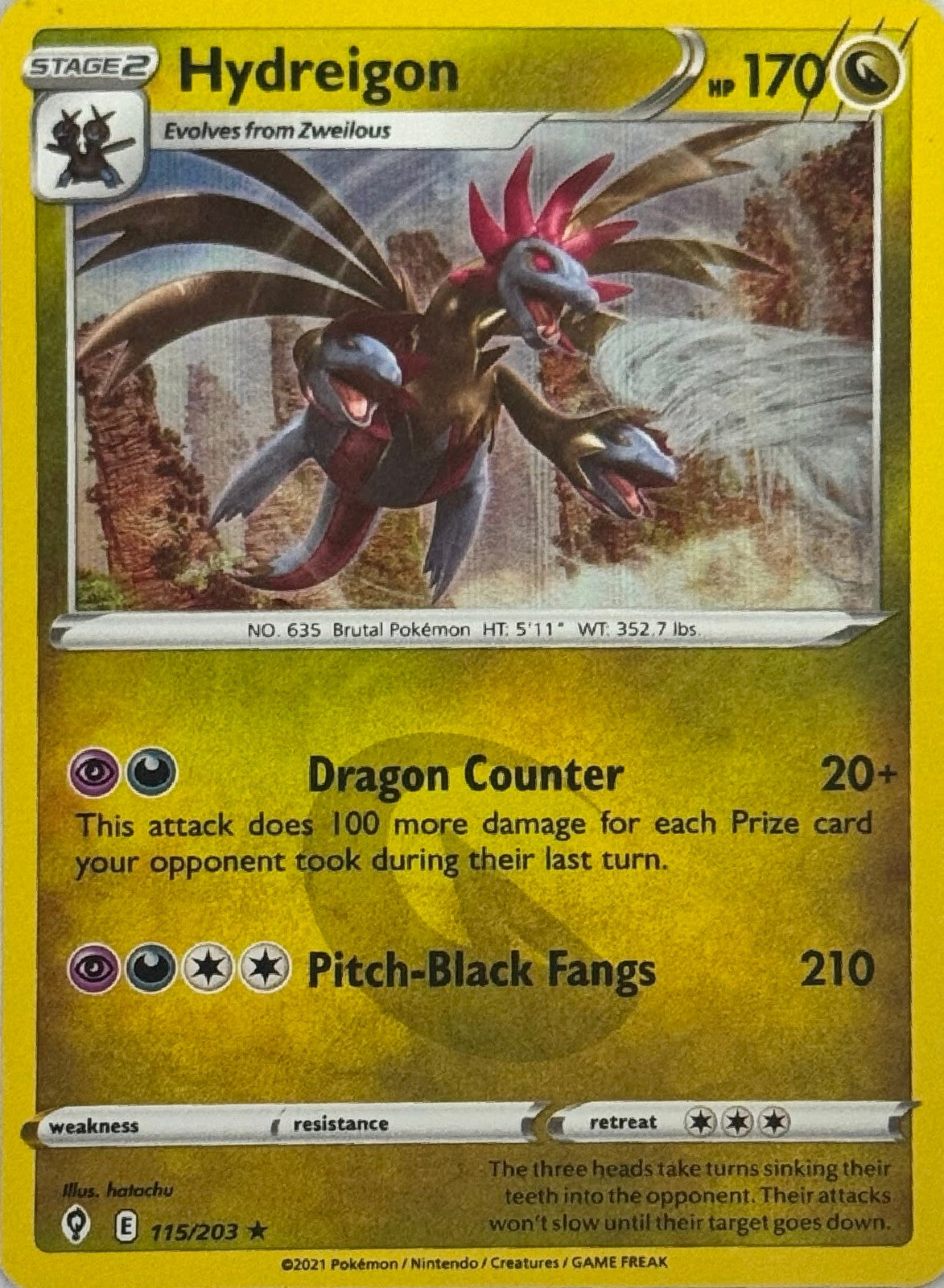 Pokémon Tcg Hydreigon 115/203 Holo