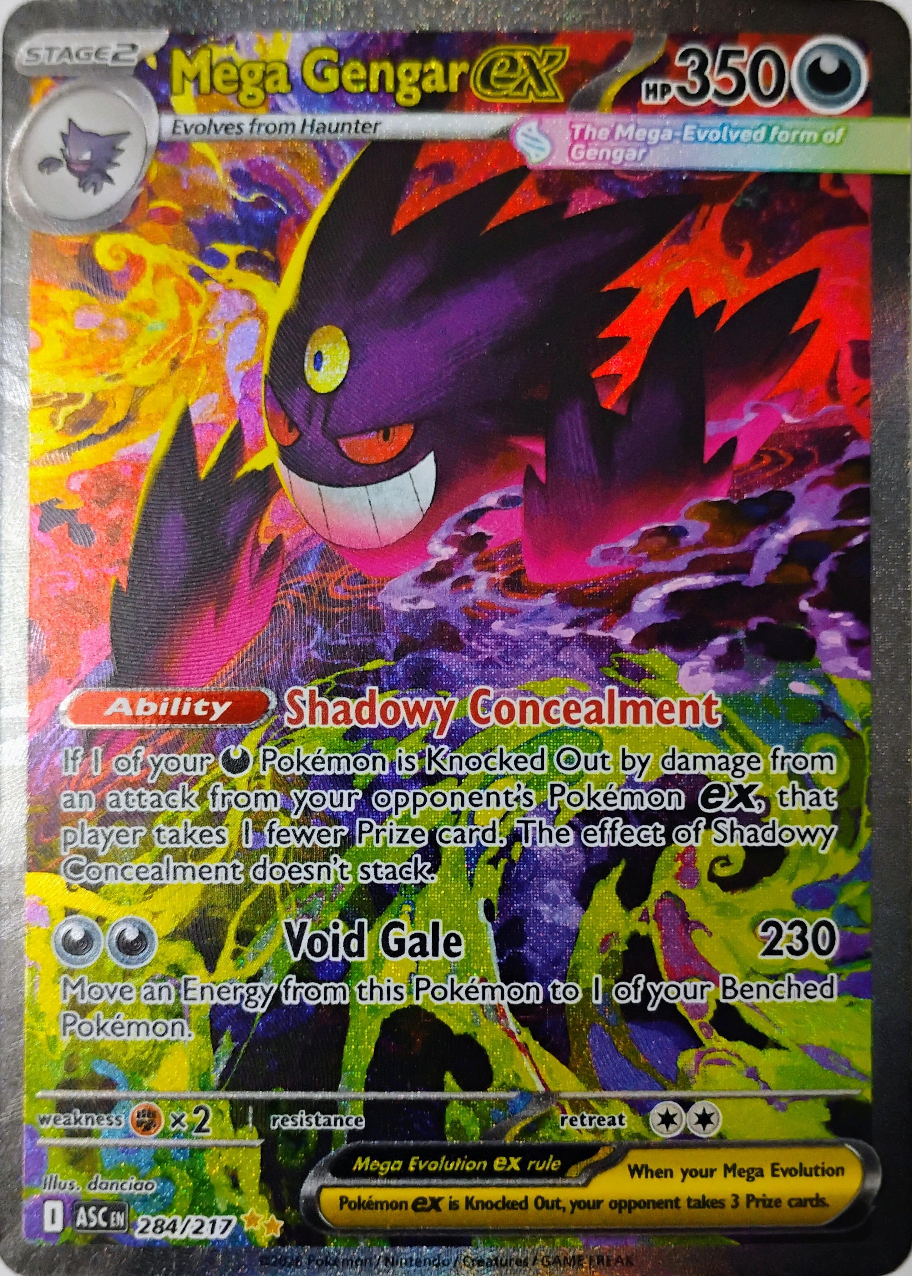 Pokémon tcg Mega Gengar Ex 284/217