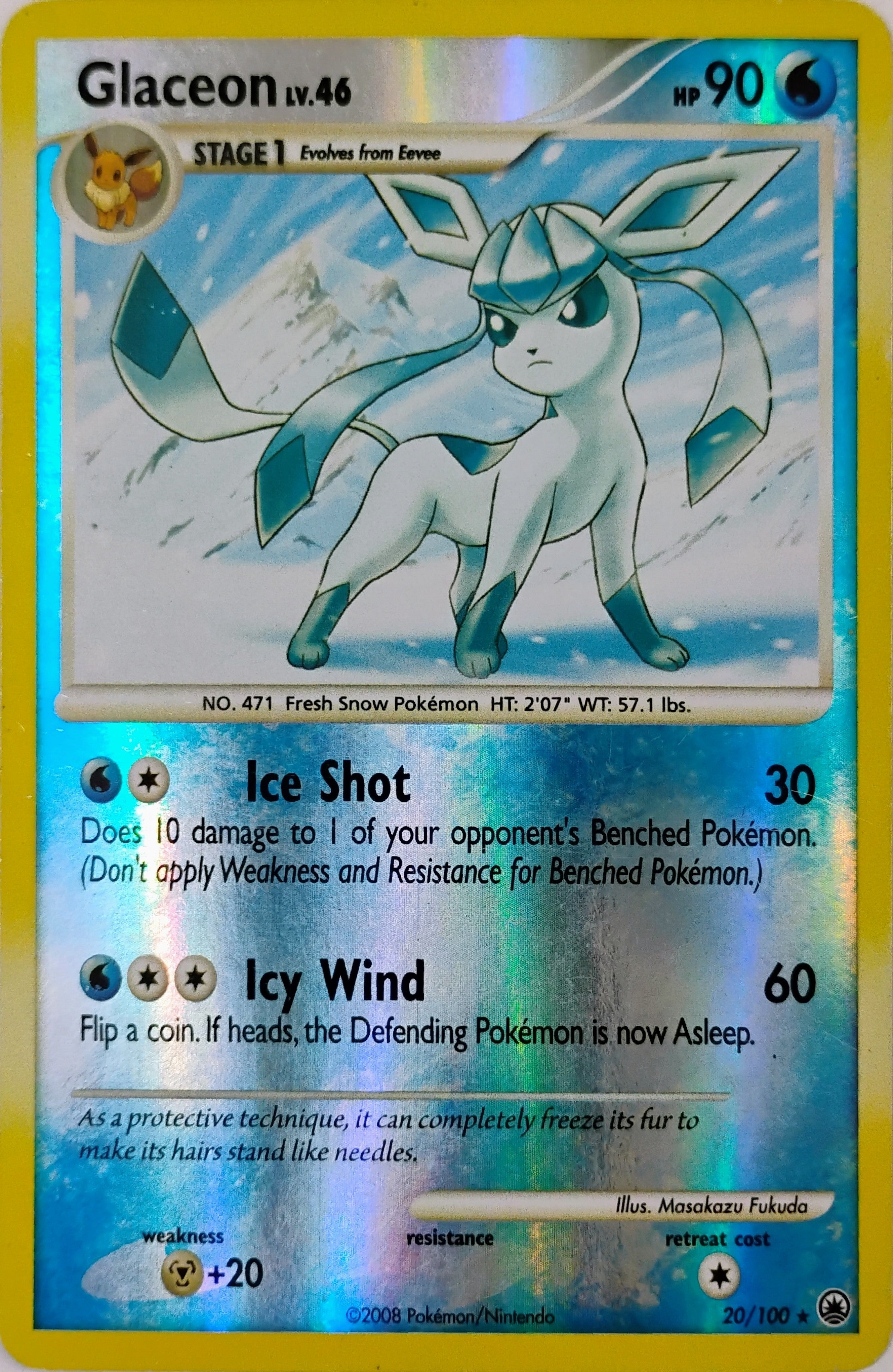 Pokémon tcg Glaceon Lv.46 20/100 Reverse