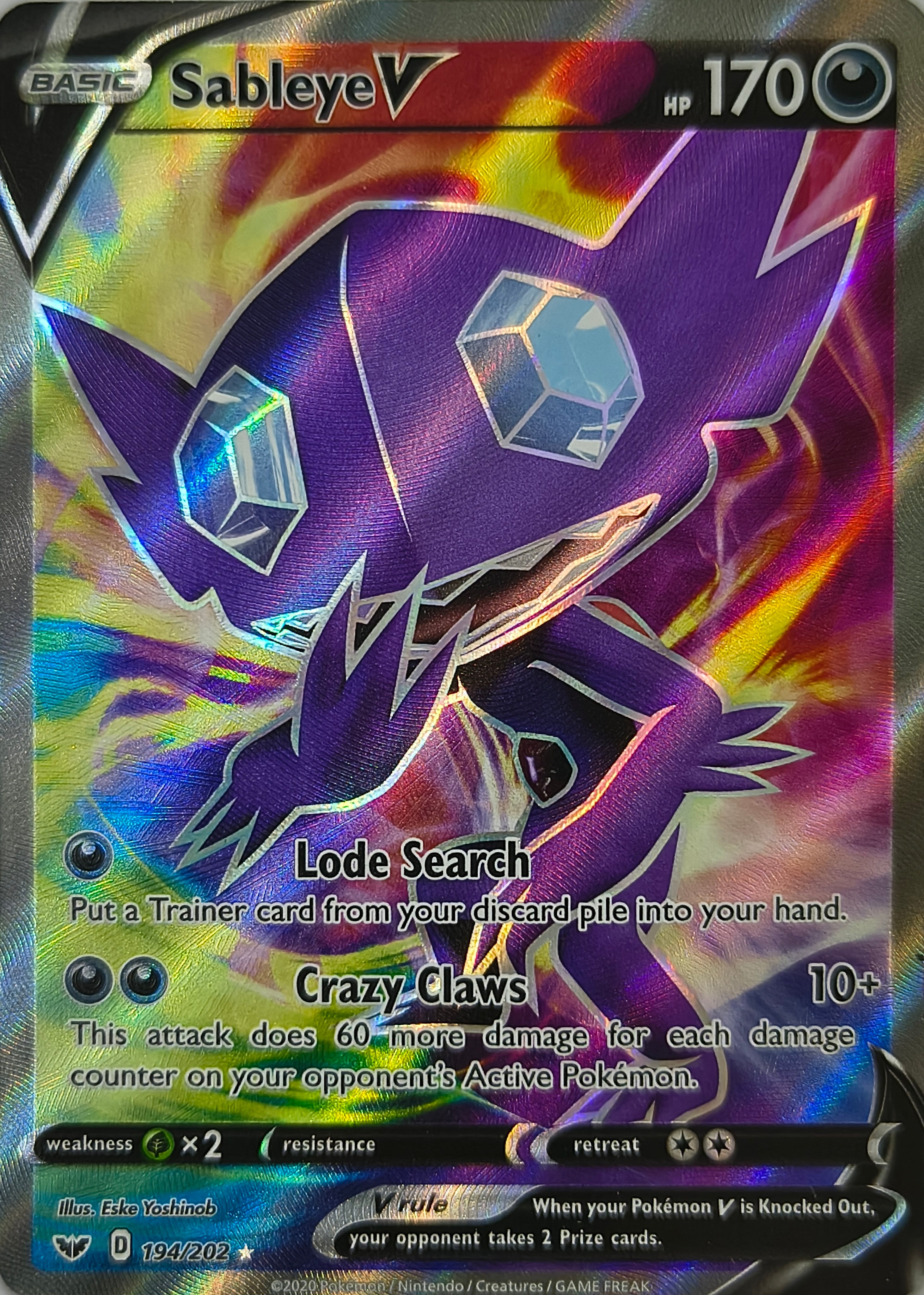 Pokémon tcg Sableye V 194/202