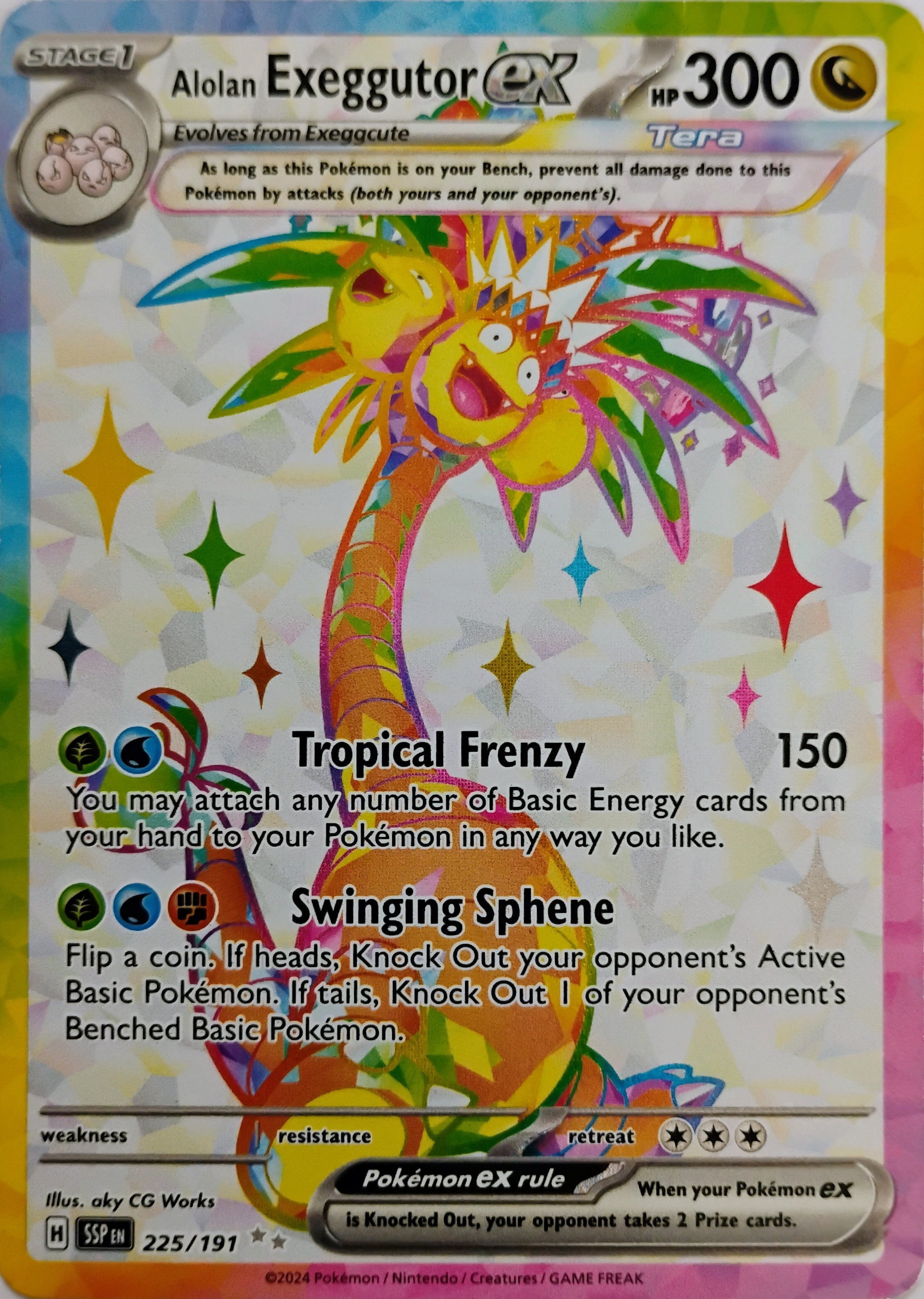 Pokémon tcg Alolan Exeggutor Ex 225/191