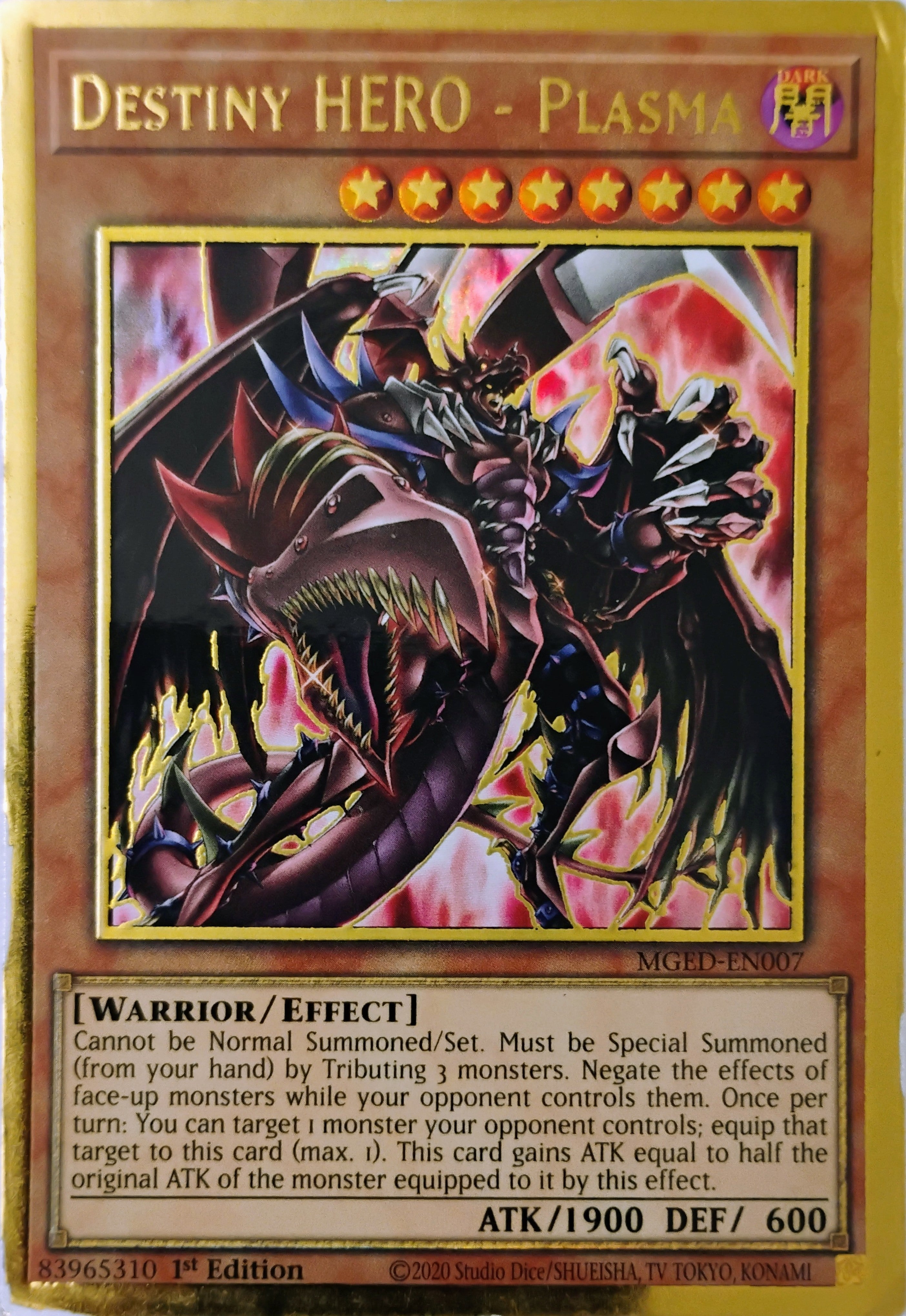 Yugioh! Destiny HERO - Plasma Mged-en007 1st edition Gold Rare