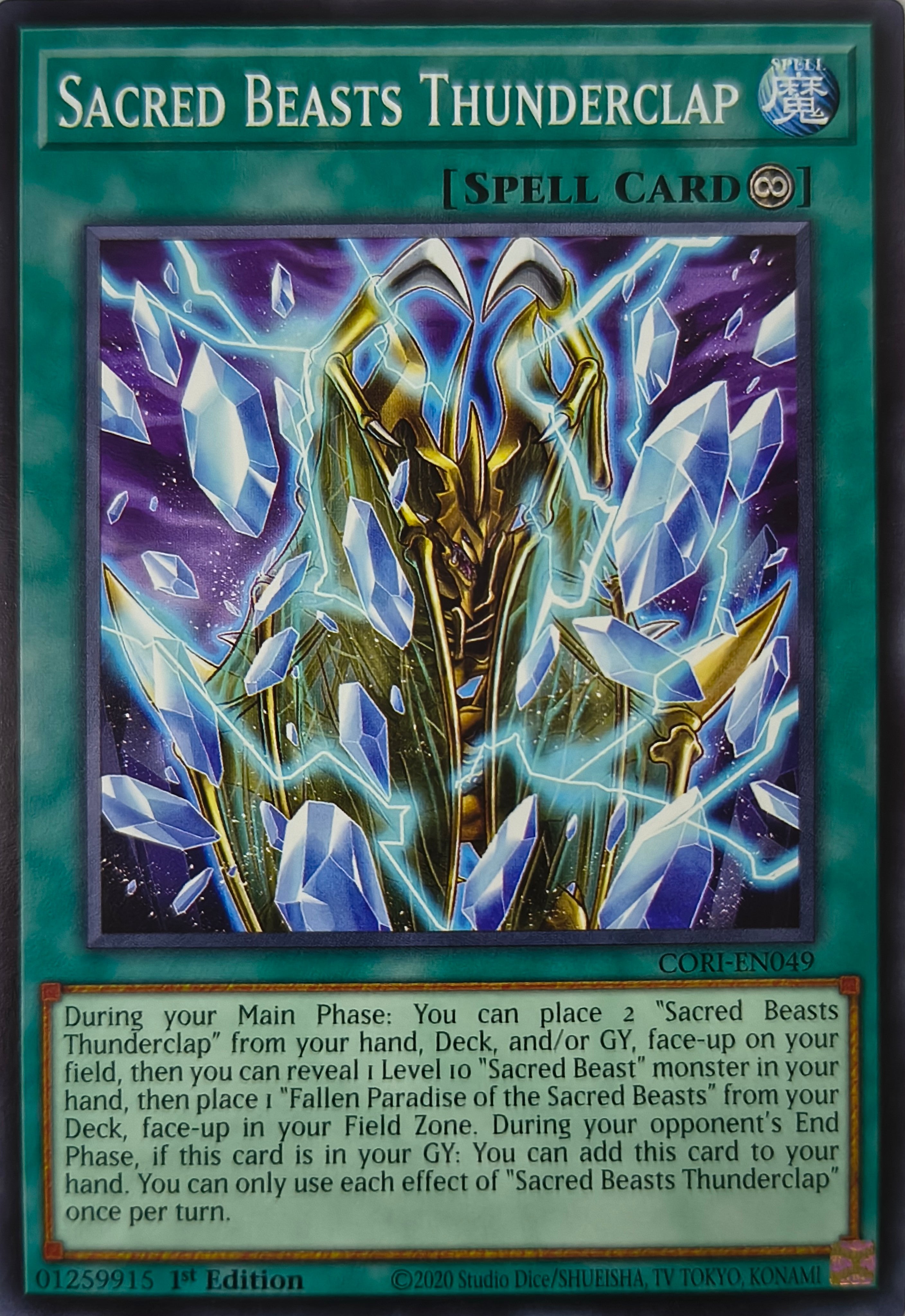 Yugioh! Sacred Beasts Thunderclap Cori-en049 1st edition