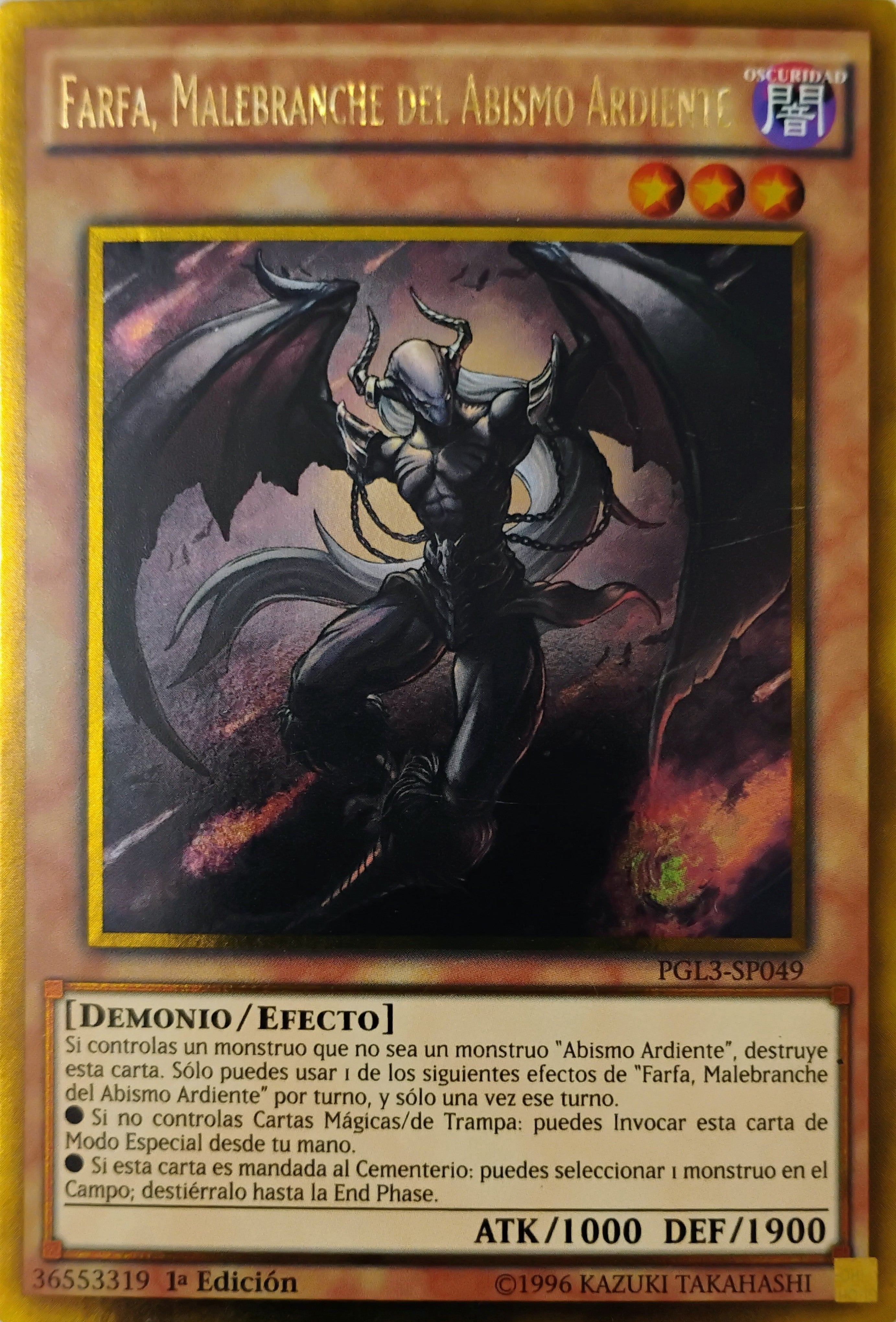 Yugioh! Farfa, Malebranche Del Abismo Ardiente Pgl3-sp049 Gold Rare