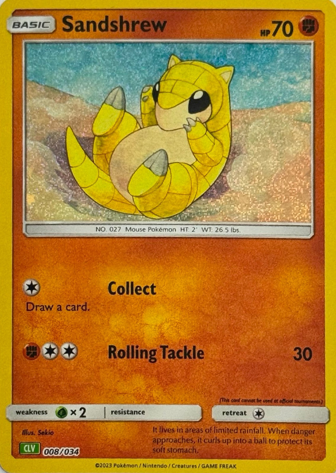 Pokémon Tcg Sandshrew 008/034 Holo (CLV)
