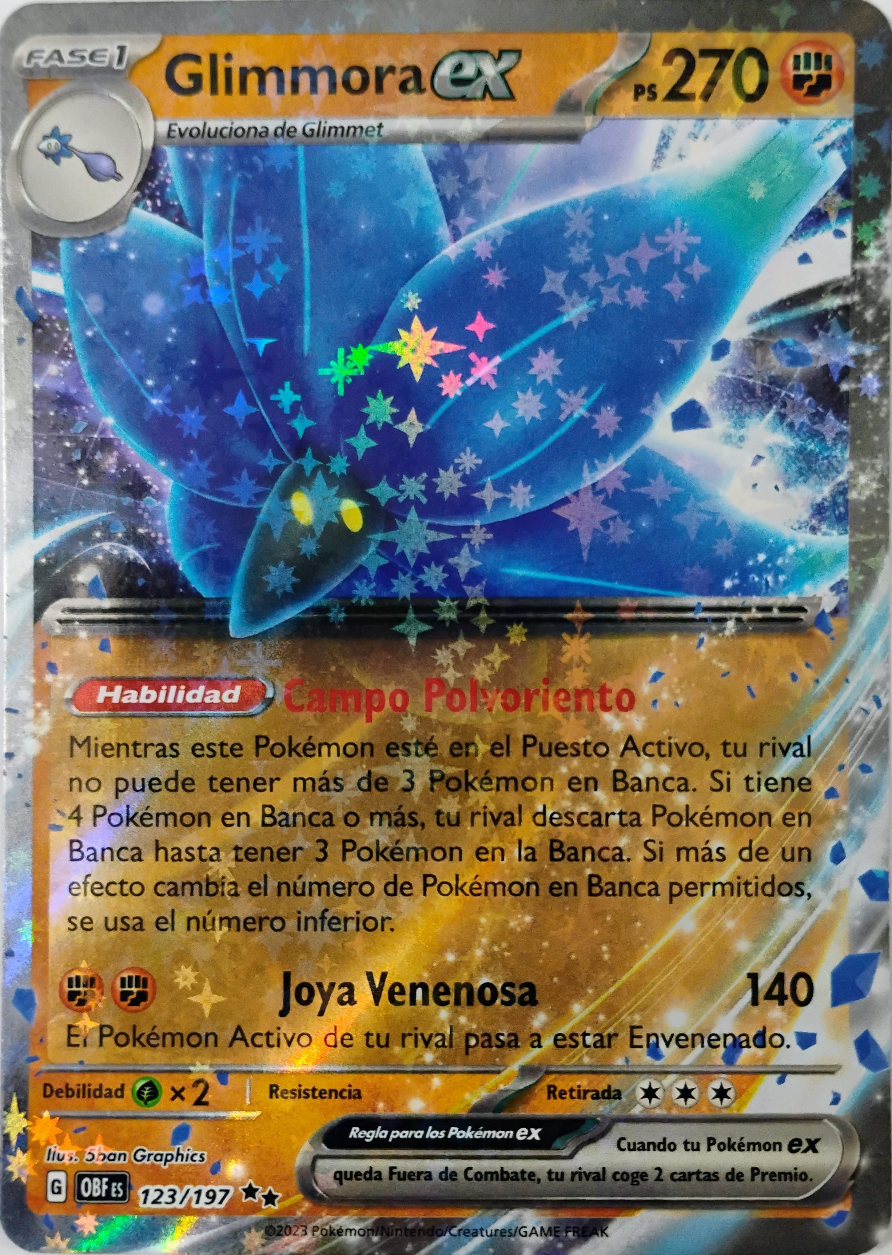 Pokémon tcg Glimmora Ex 123/197 (español)