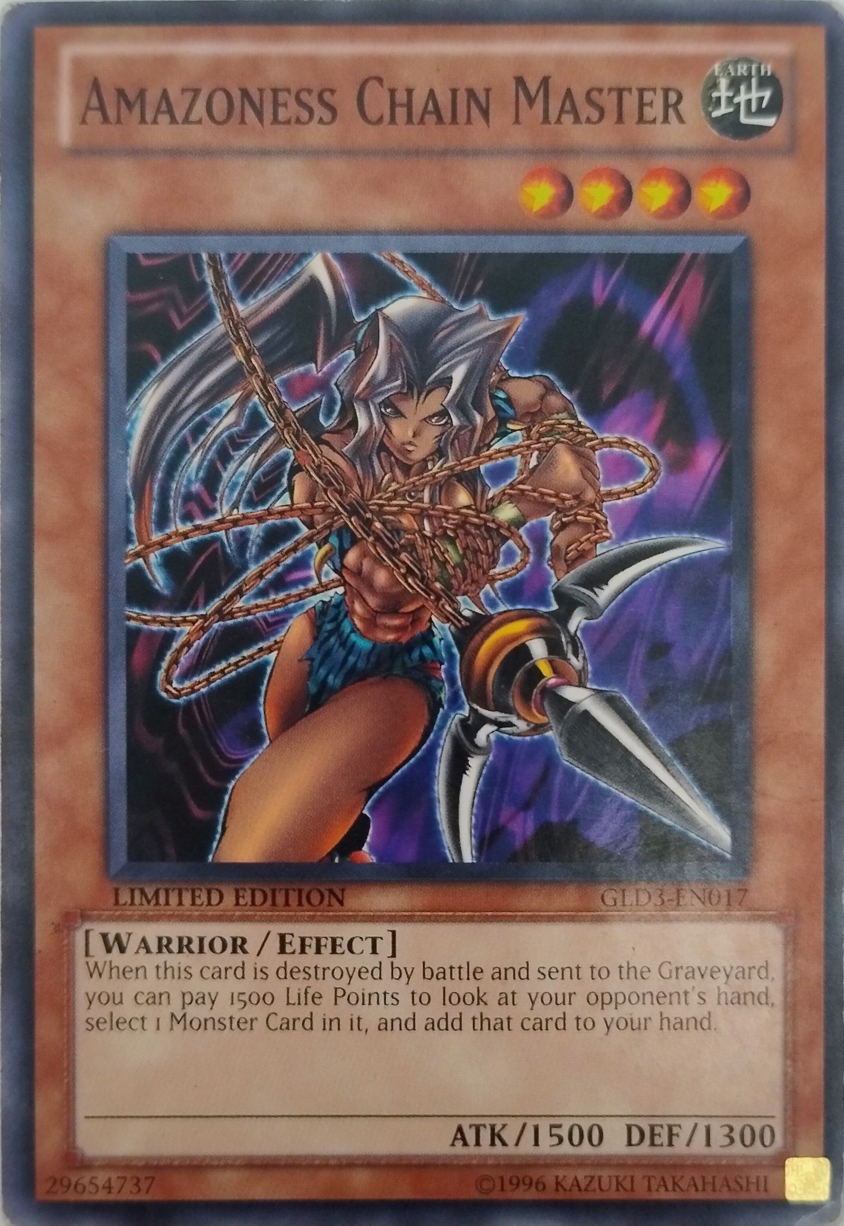 Yugioh! Amazoness Chain Máster Gld3-en017 Limited Edition