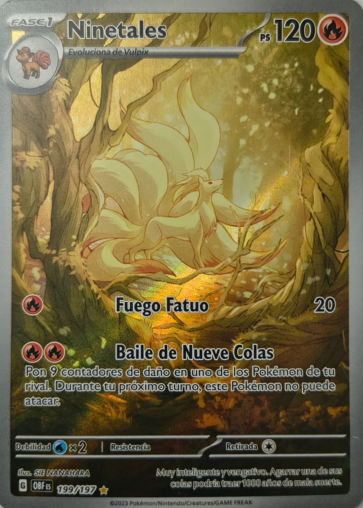 Pokémon tcg Ninetales 199/197 (Español) Illustration Rare