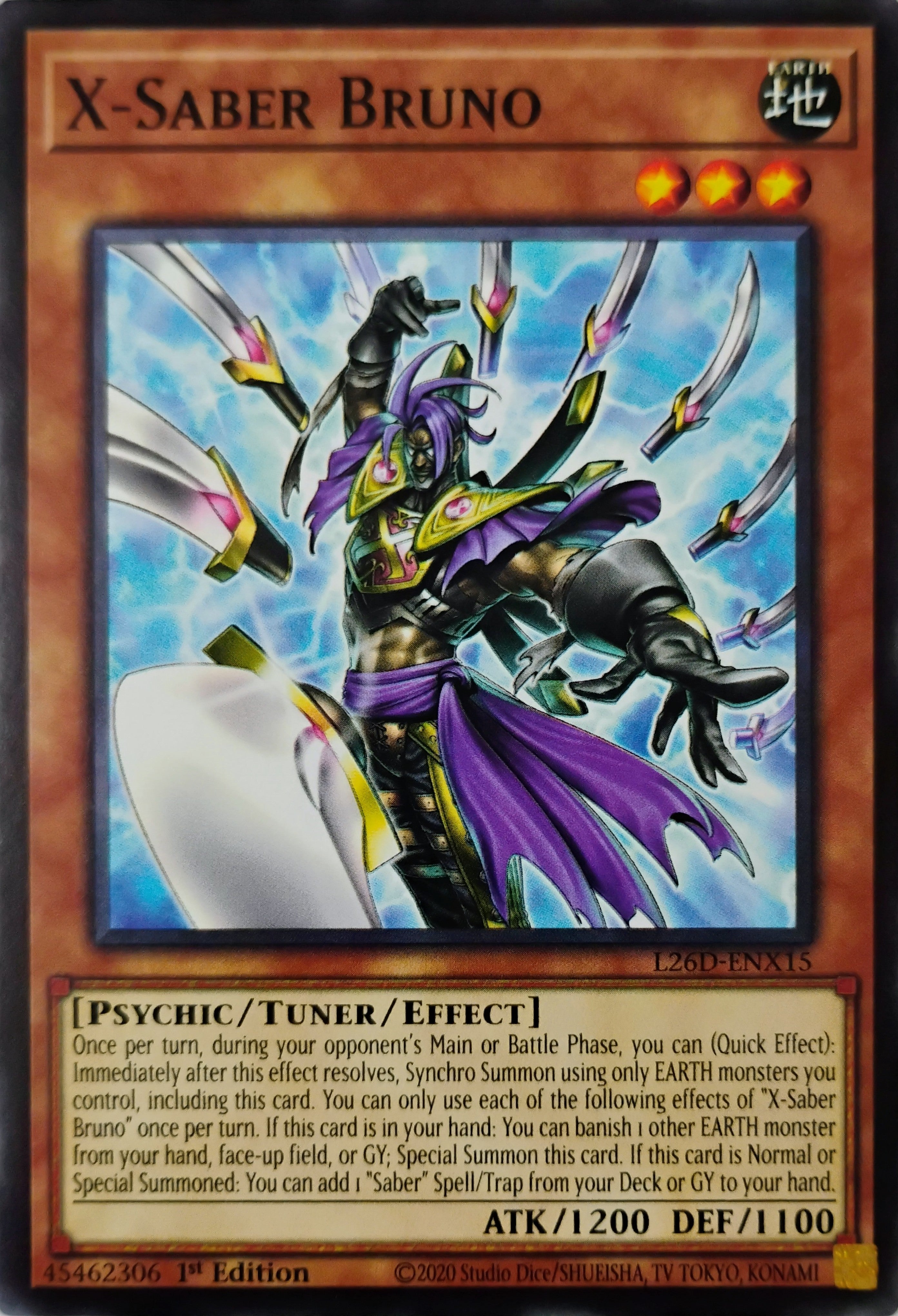 Yugioh! X-Saber Bruno L26D-ENX15 1st edition