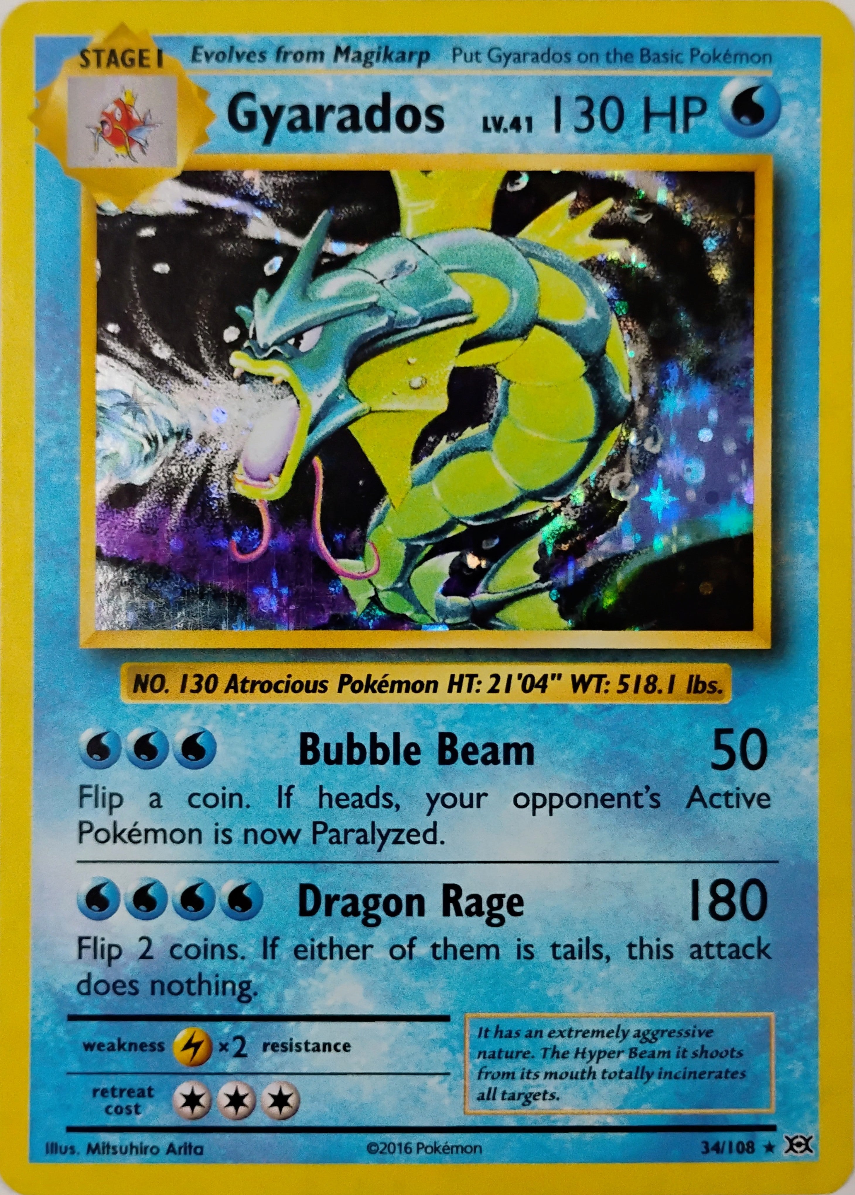 Pokémon tcg Gyarados Lv.41 34/108 Holo Cosmo