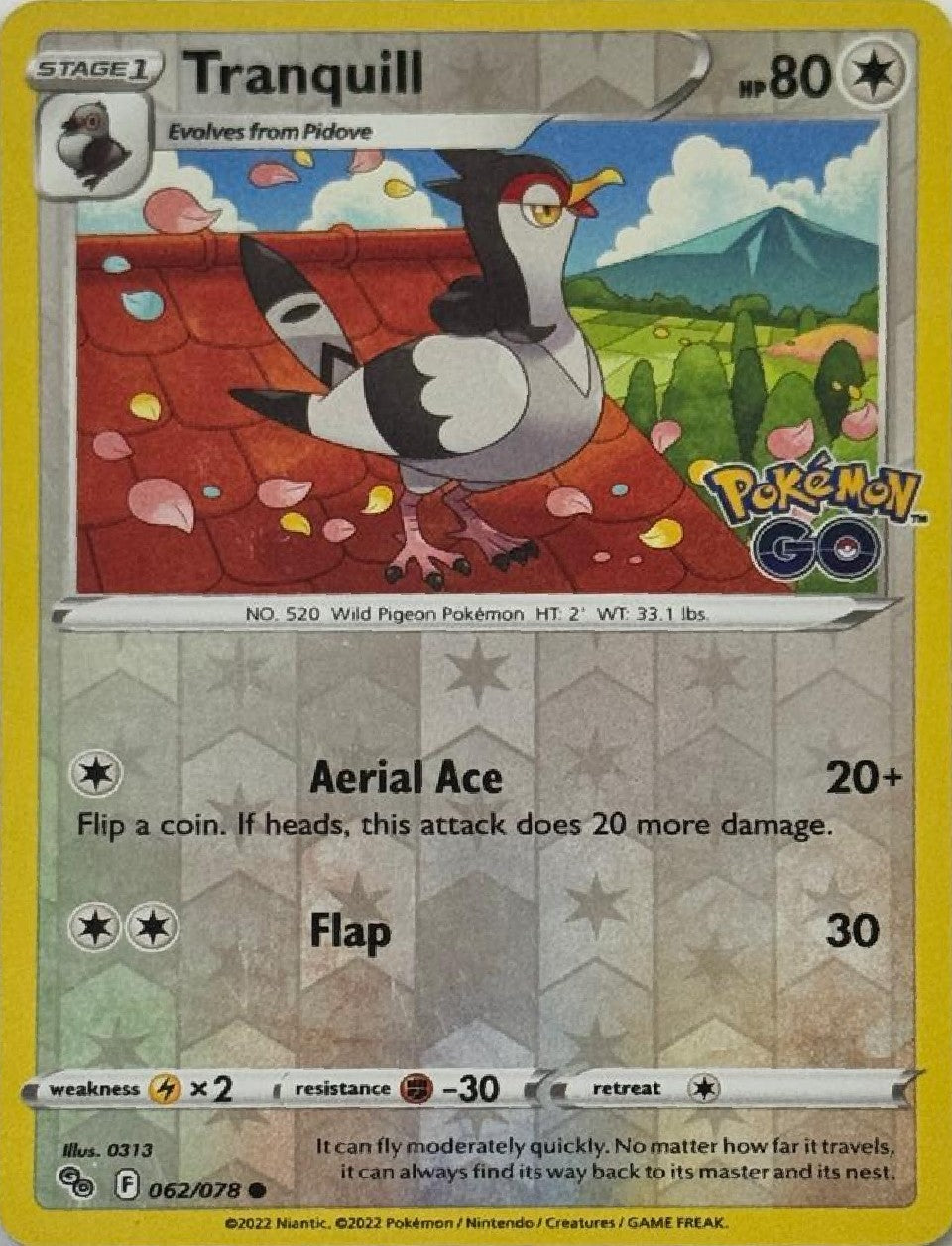 Pokémon Tcg Tranquill 062/078 Reverse (Pokémon go)