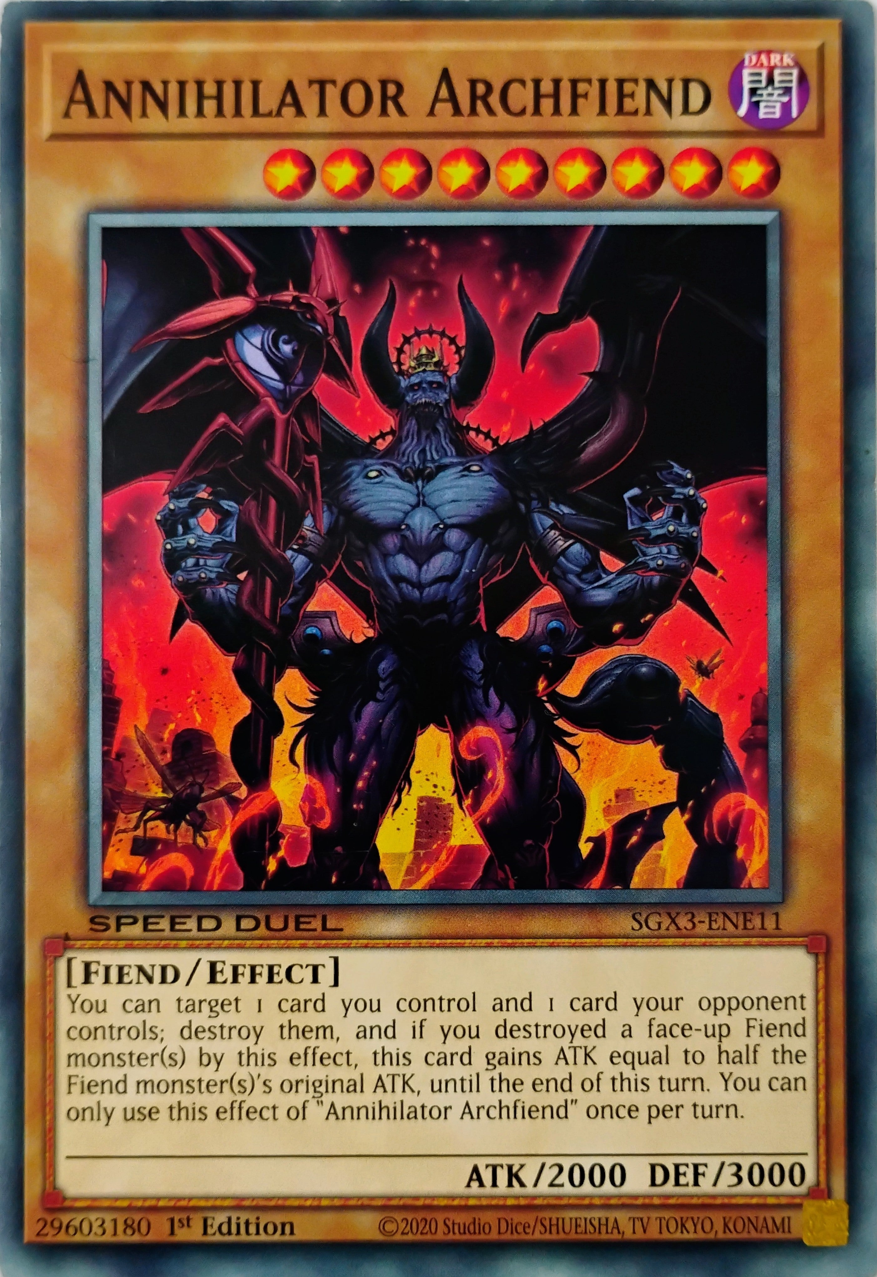 Yugioh! Annihilator Archfiend Sgx3-ene11 Speed Duel 1st Edition