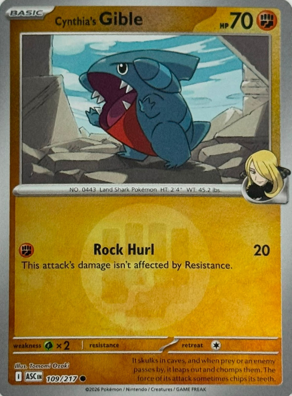 Pokémon Tcg Cynthia's Gible 109/217 (Energy Símbol)