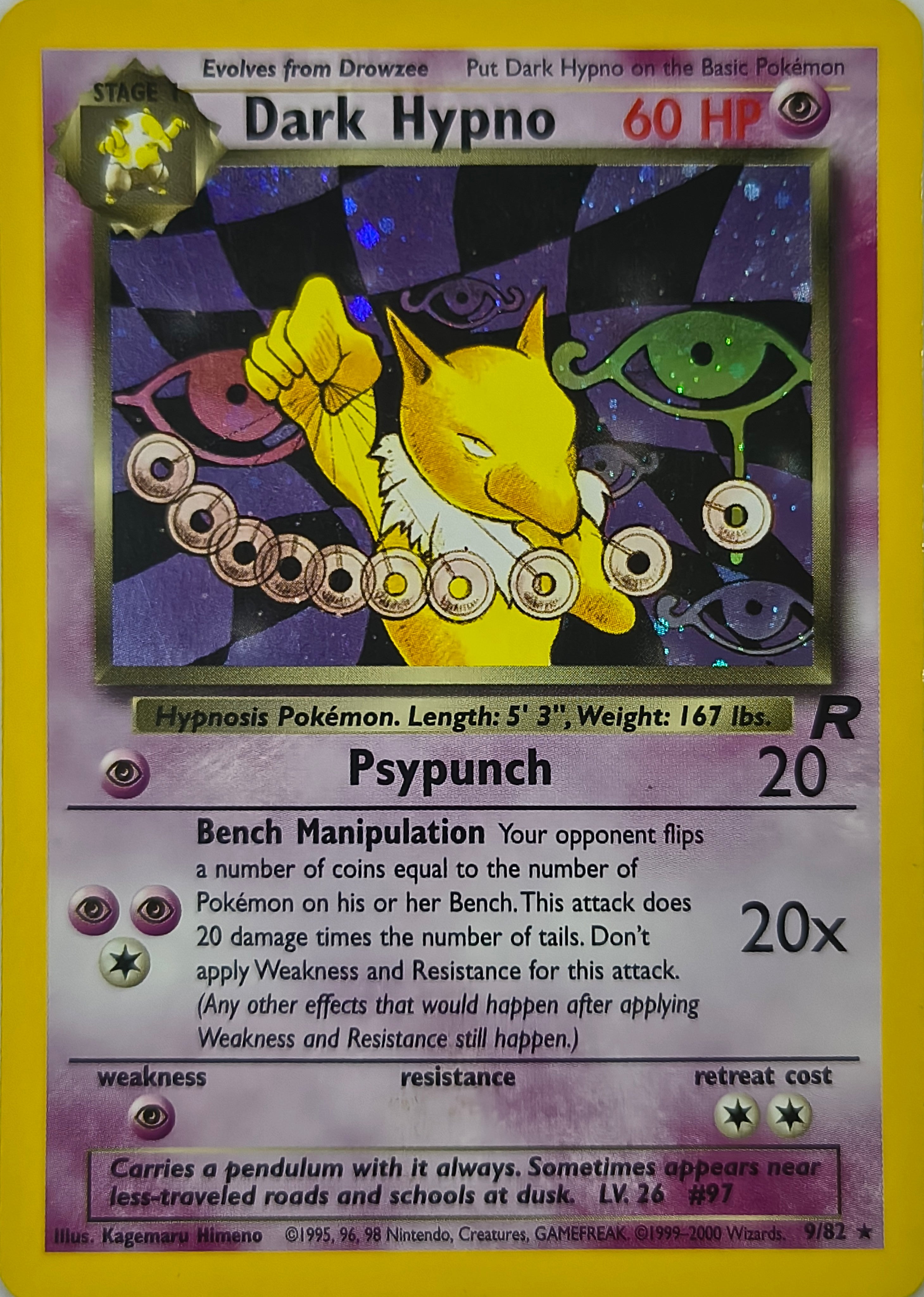 Pokémon tcg Dark Hypno 9/82 Holo Cosmo