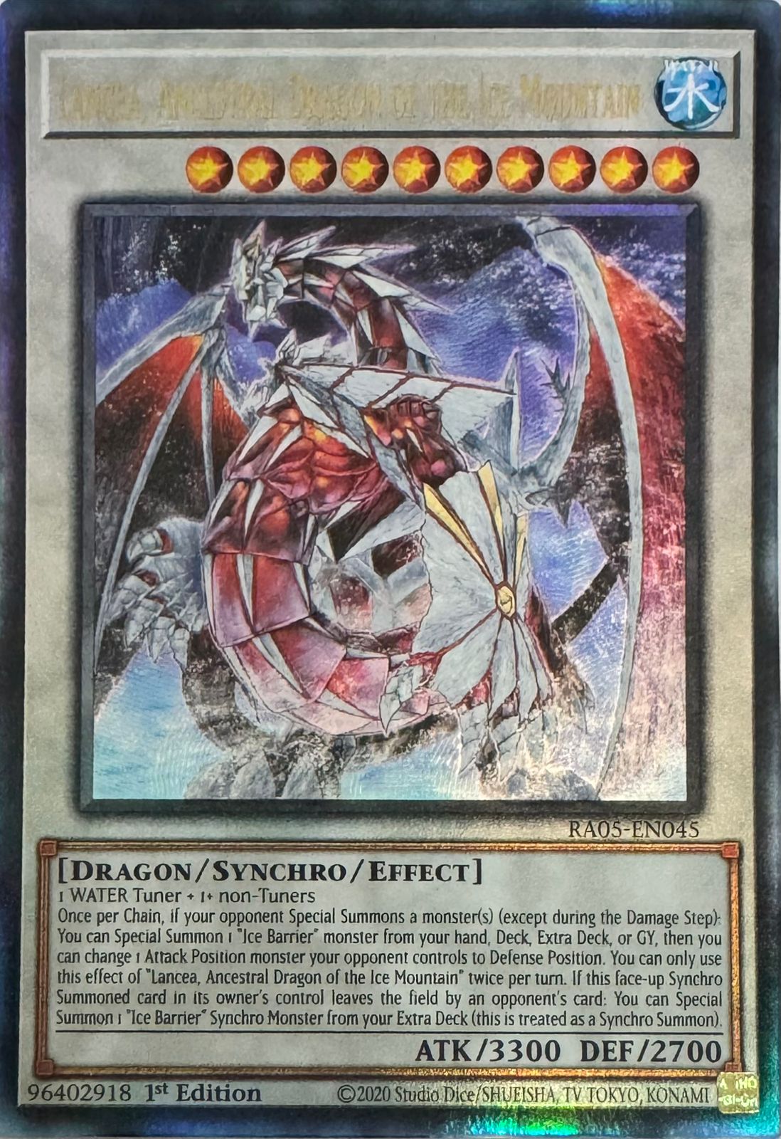Yugioh! Lancea, Ancestral Dragon of the Ice Mountain Ra05-en045 1st edition Ultimate
