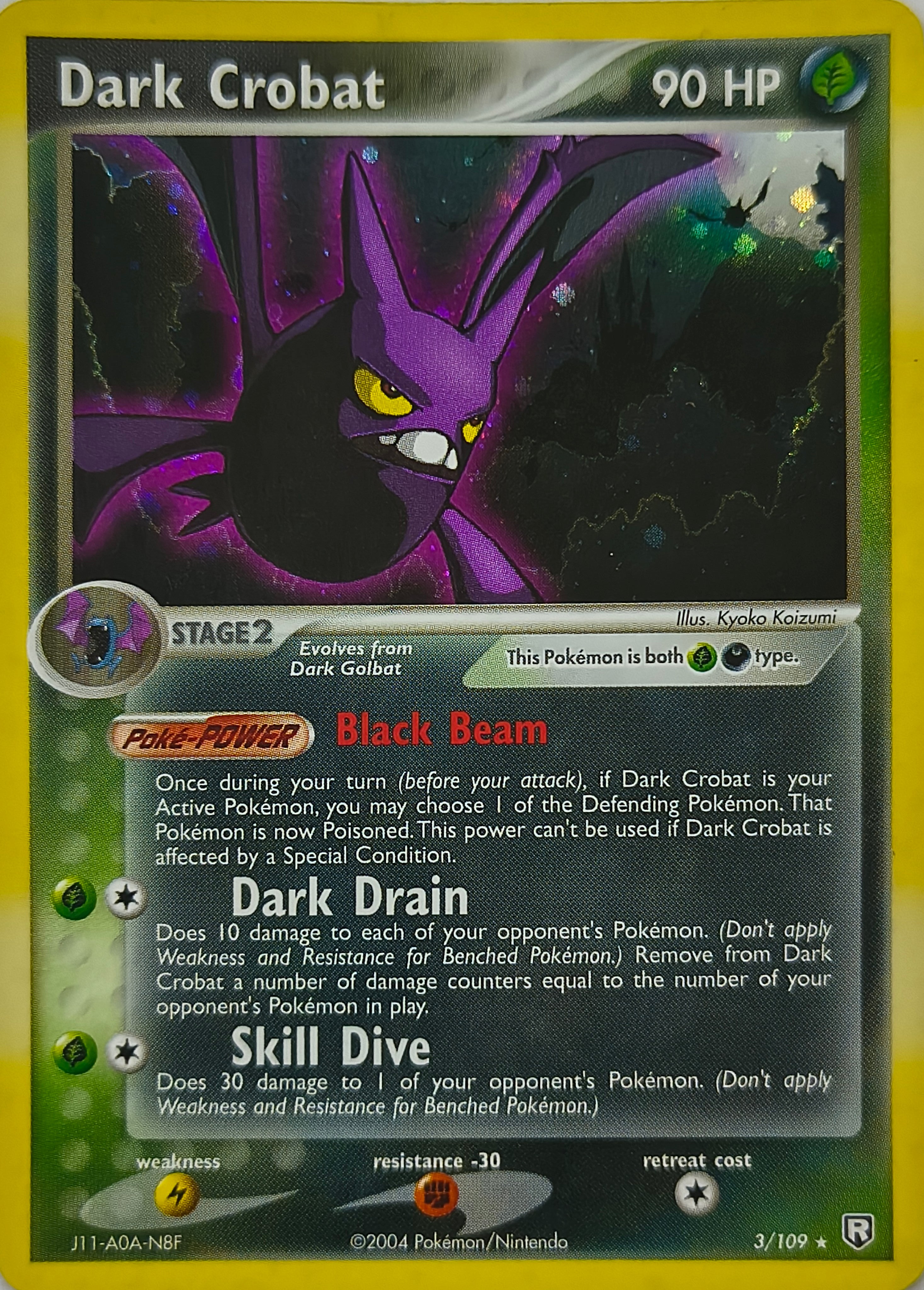 Pokémon tcg Dark Crobat 3/109 Holo Cosmo