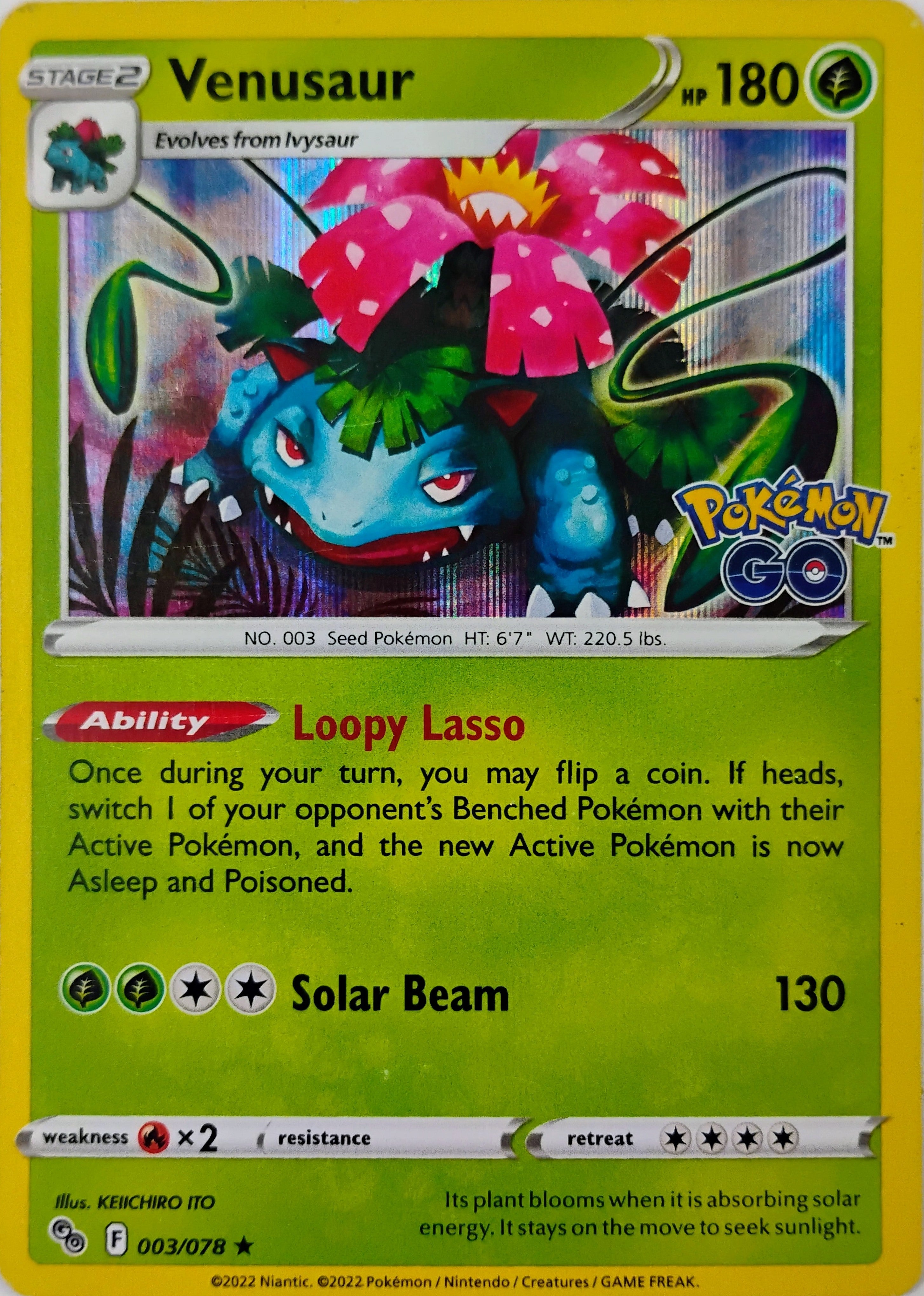 Pokémon tcg Venusaur 003/078 Holo (Pokémon Go)