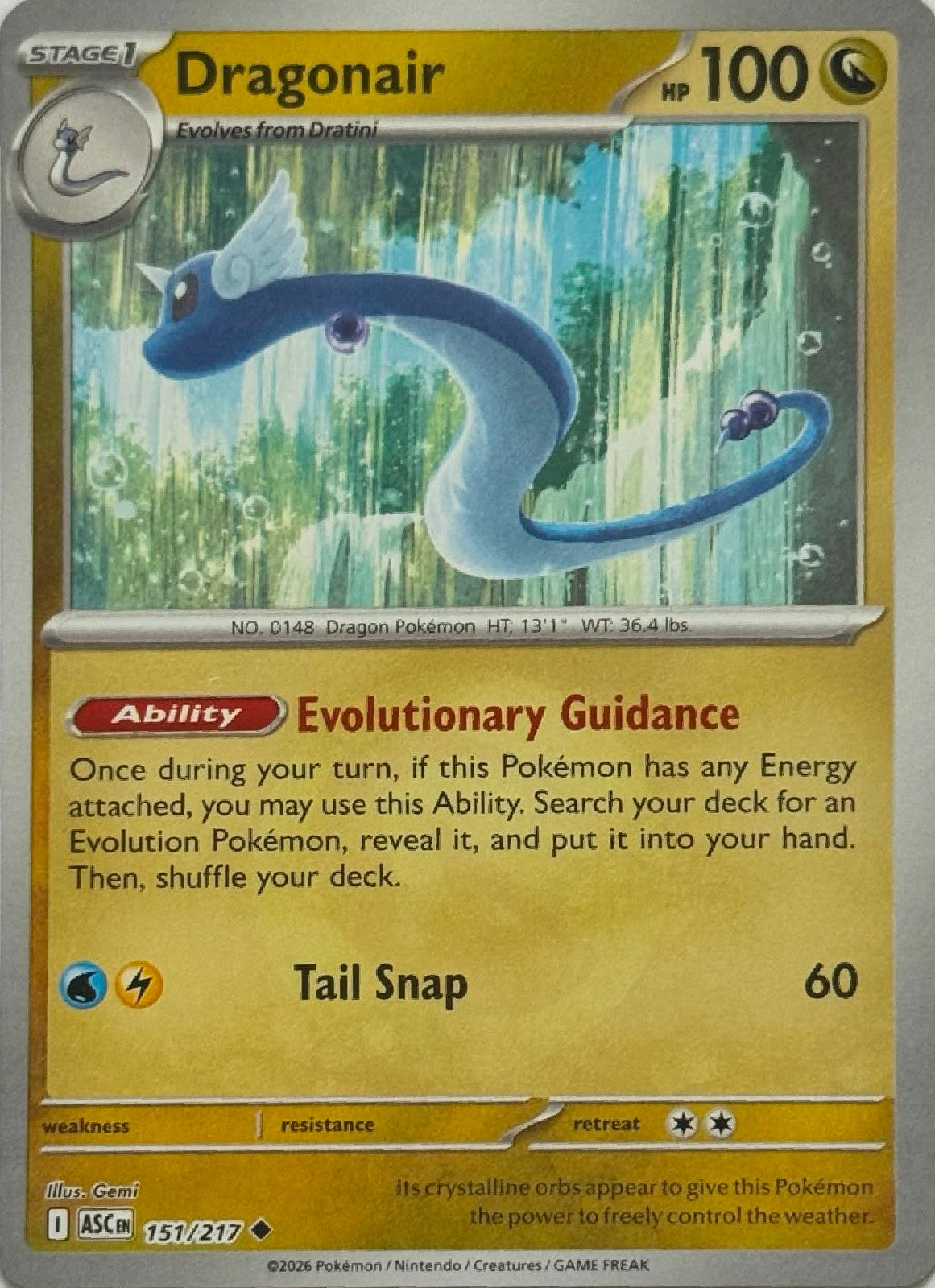 Pokémon Tcg Dragonair 151/217 (Energy Símbol)