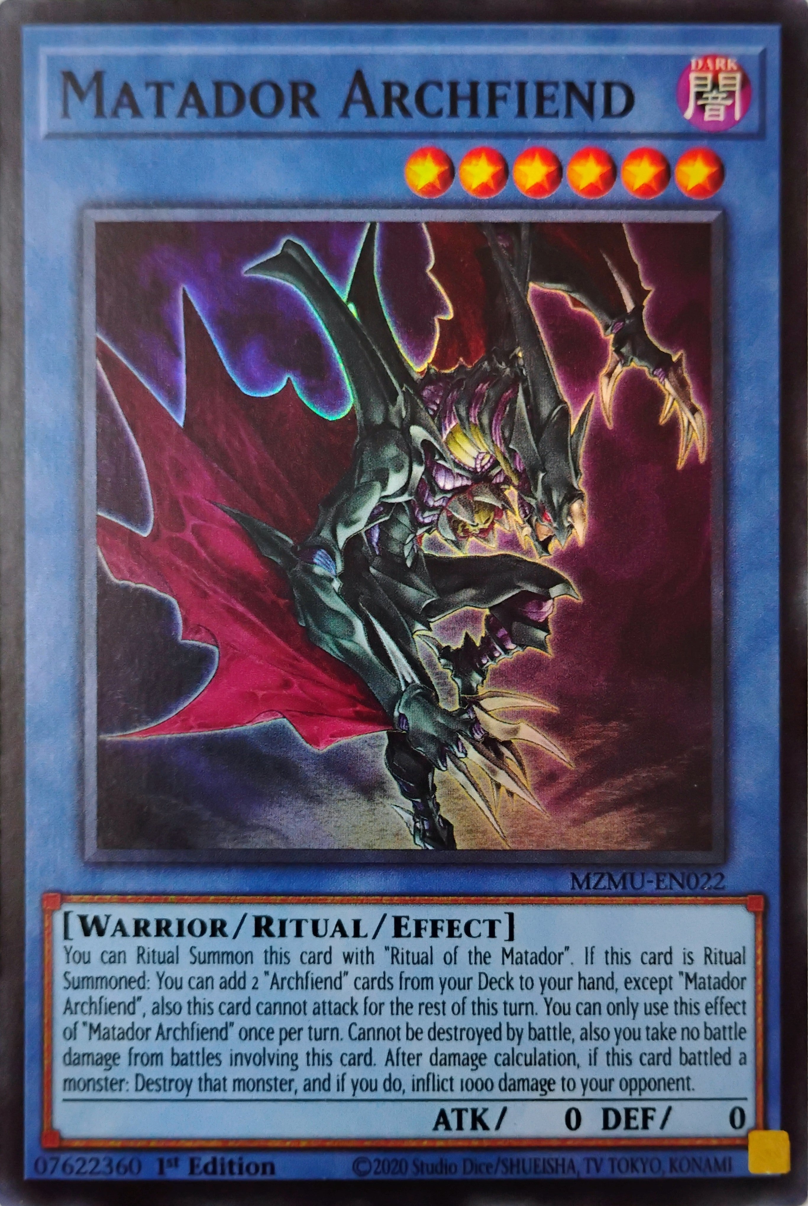 Yugioh! Matador Archfiend Mzmu-en022 Super Rare