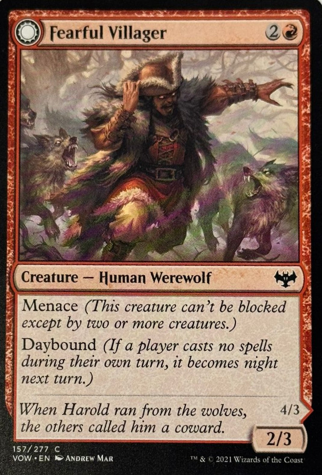 Magic tcg Fearful Villager//Fearsome Werewolf 157/277
