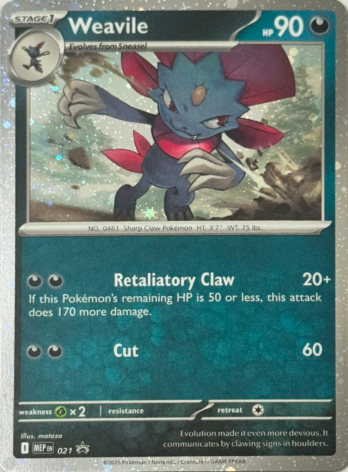 Pokémon Tcg Weavile 021 Holo Cosmo
