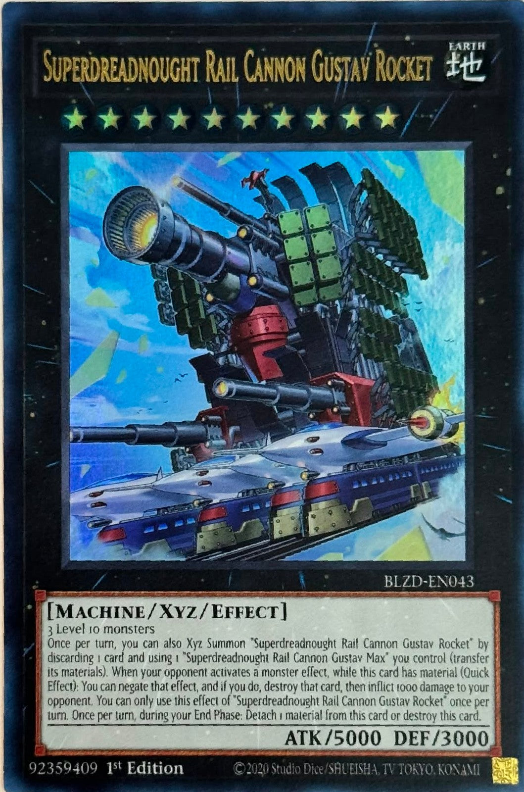 Yugioh! SuperDreadnought Rail Cannon Gustav Rocket BLZD-EN043 1st Edition Ultra