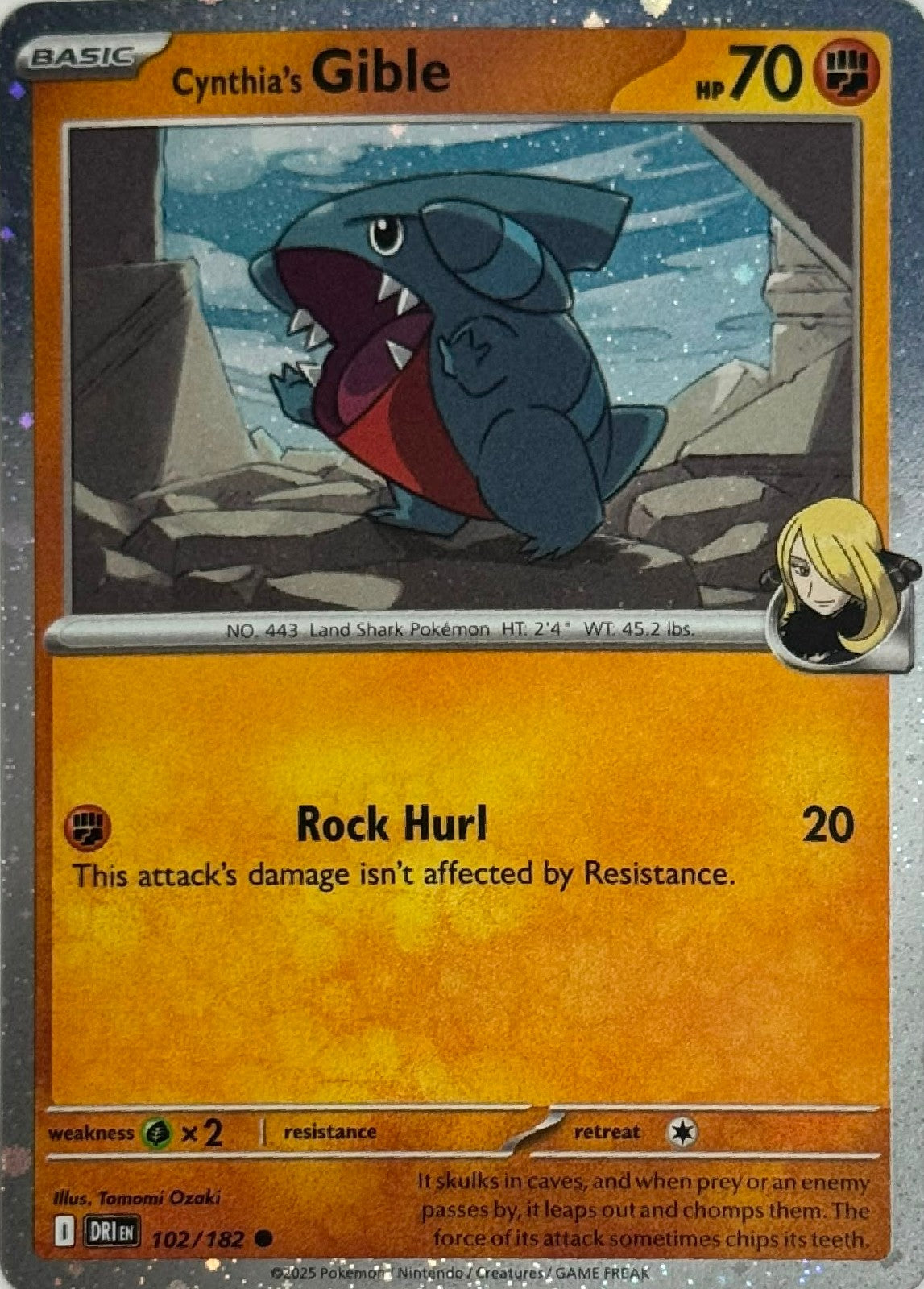 Pokémon Tcg Cynthia's Gible 102/182 Holo Cosmo
