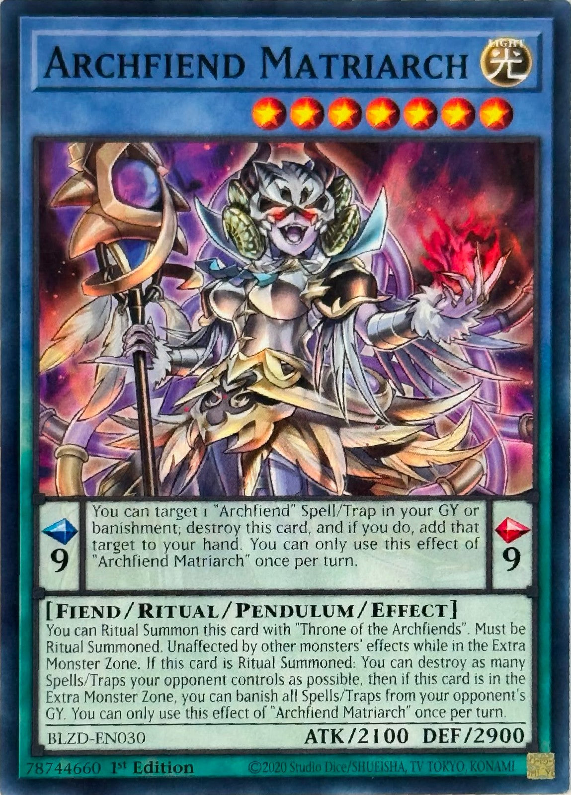 Yugioh! Archfiend Matriarch BLZD-EN030 1st Edition