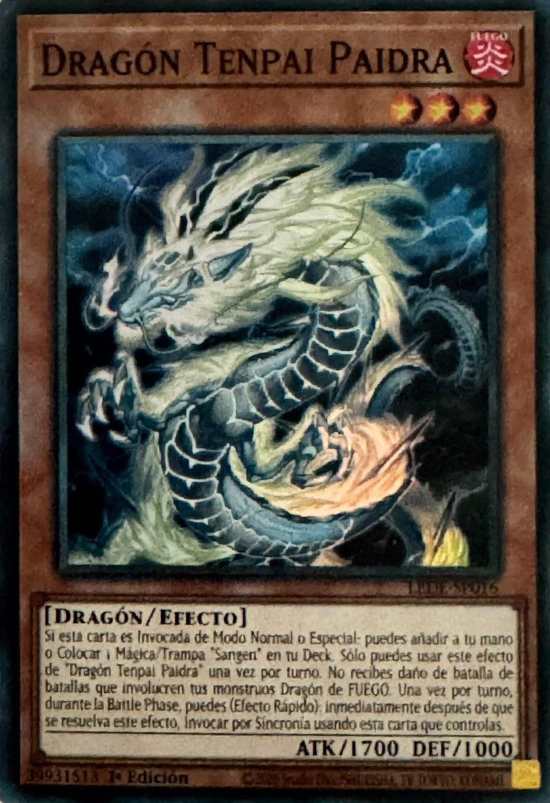 Yugioh! Dragón Tenpai Paidra LEDE-SP016 1st Edition Super