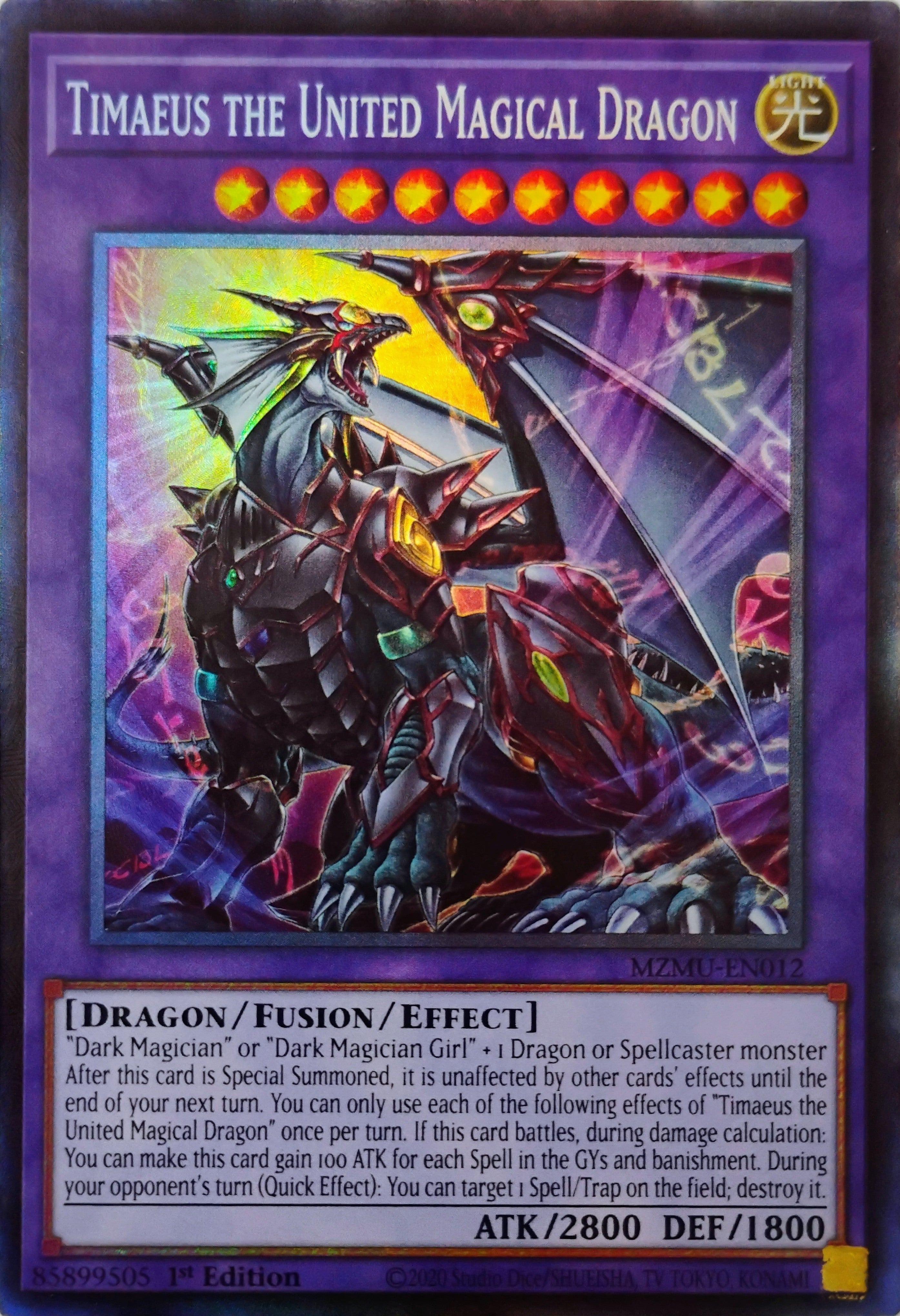 Yugioh! Timaeus The United Magical Dragon Mzmu-en012 Collector rare