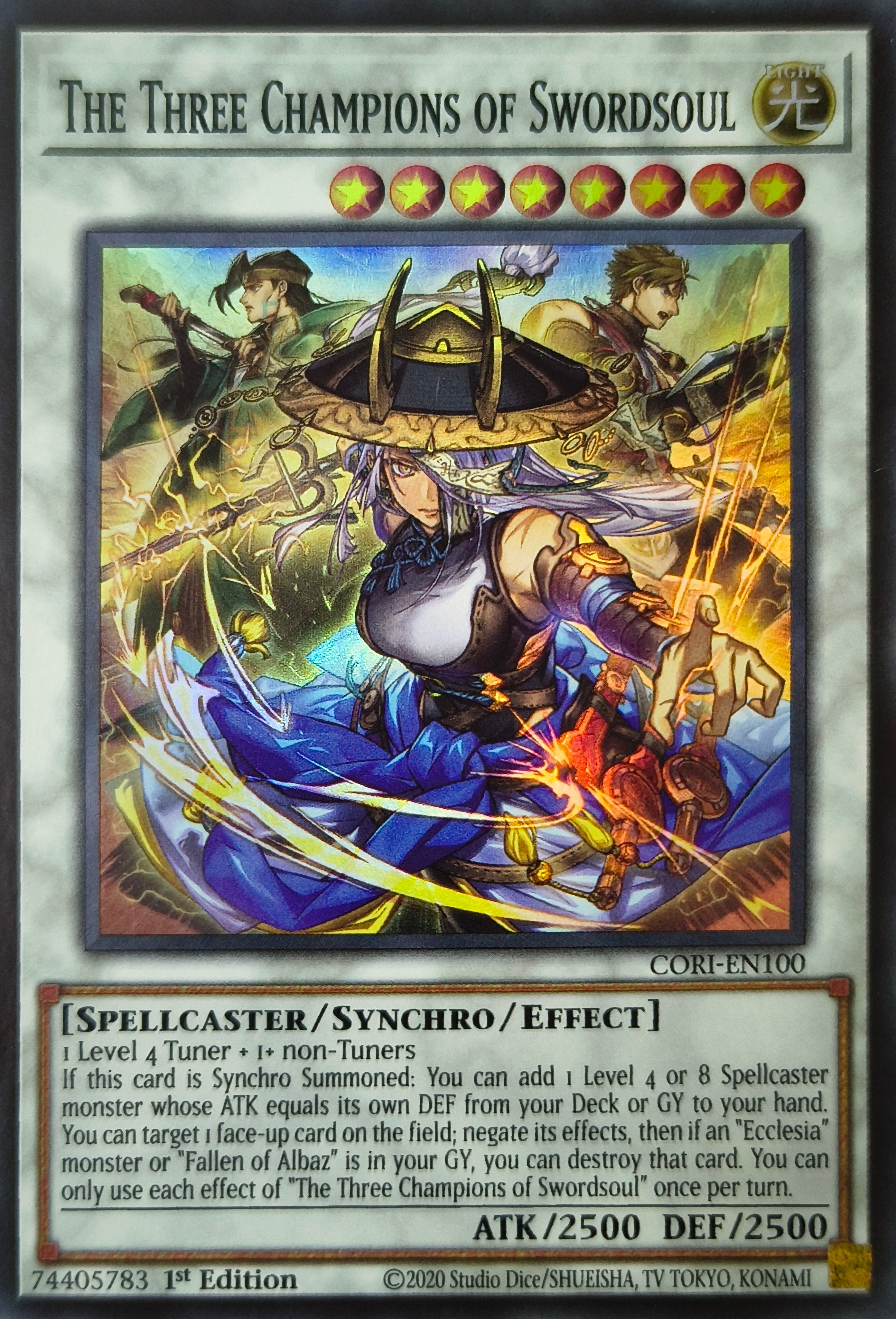 Yugioh! The Three Champions of Swordsoul Cori-en100 1st Edition Super rare