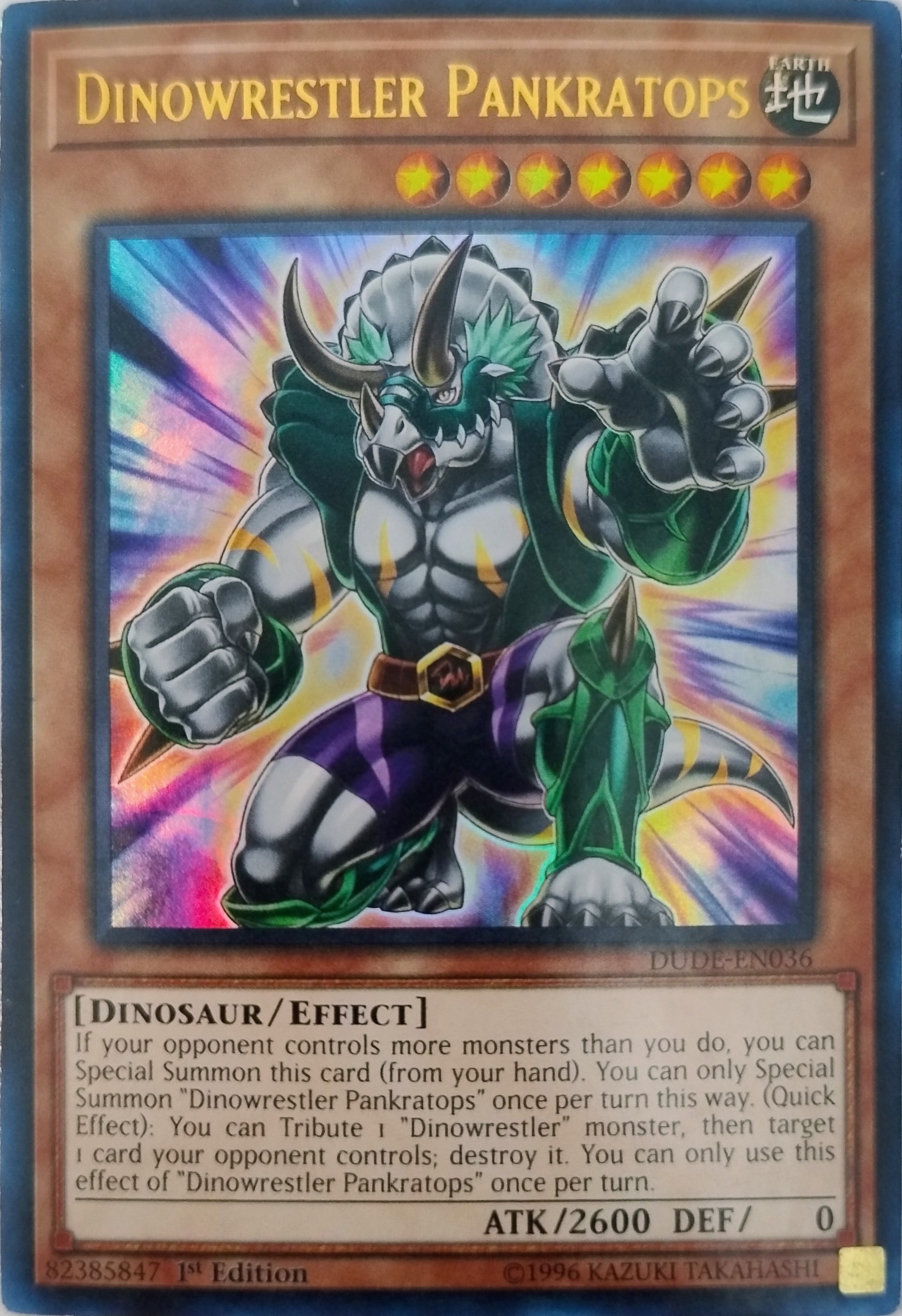 Yugioh! Dinowrestler Pankratops Dude-en036 1st Edition Ultra