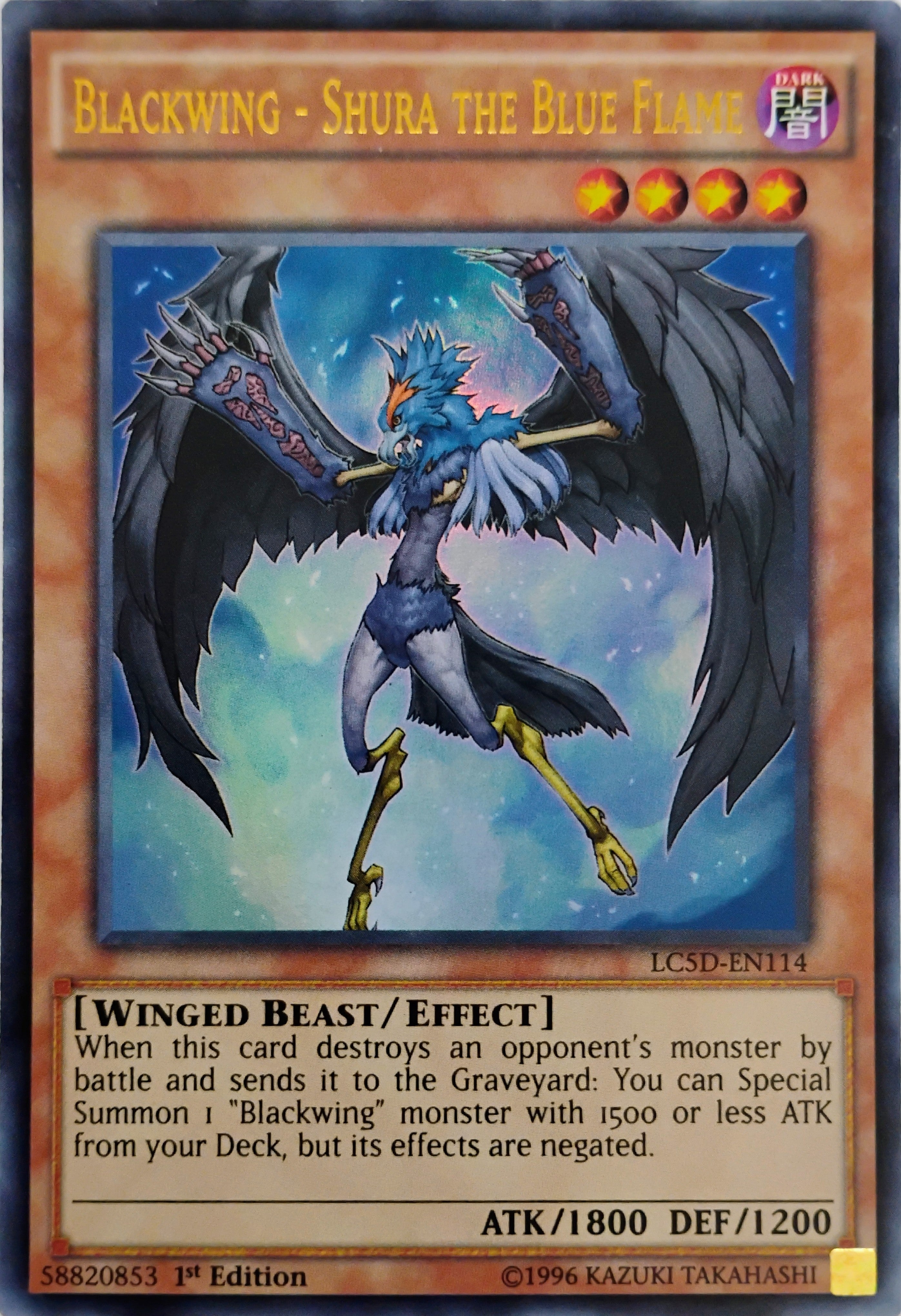 Yugioh! Blackwing - Shura The Blue Flame Lc5d-en114 1st Edition Ultra