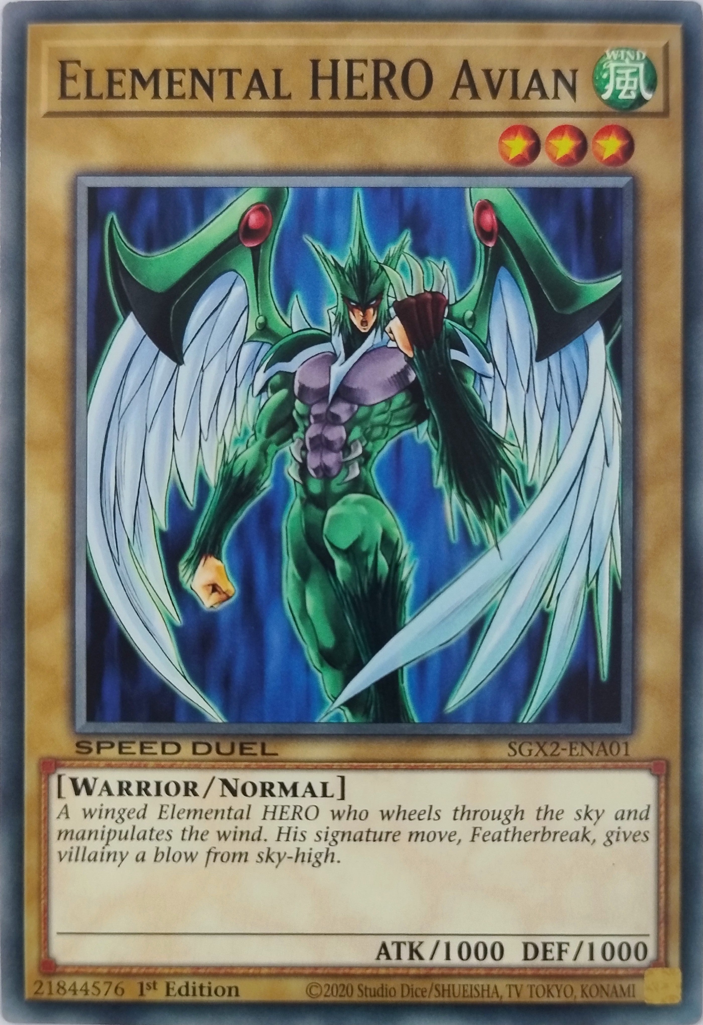 Yugioh! Elemental Hero Avían Sgx2-ena01 Speed Duel 1st Edition