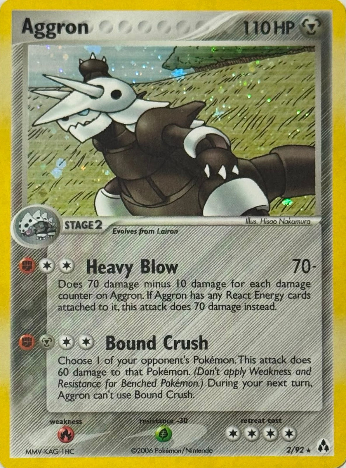 Pokémon Tcg Aggron 2/92 Holo